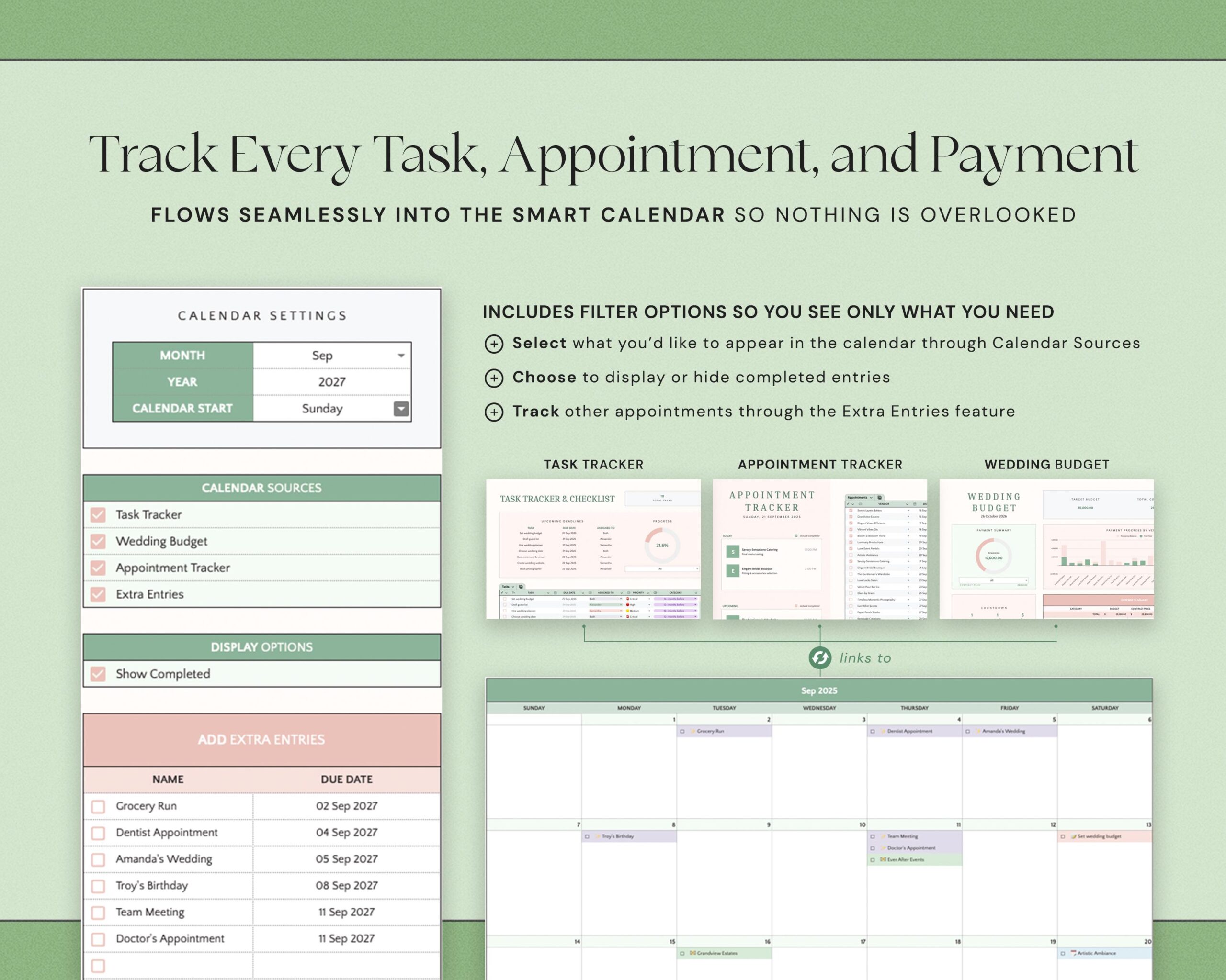 Ultimate Wedding Planner Spreadsheet with Wedding Budget Tracker, Wedding Day Coordination Timeline and Checklist