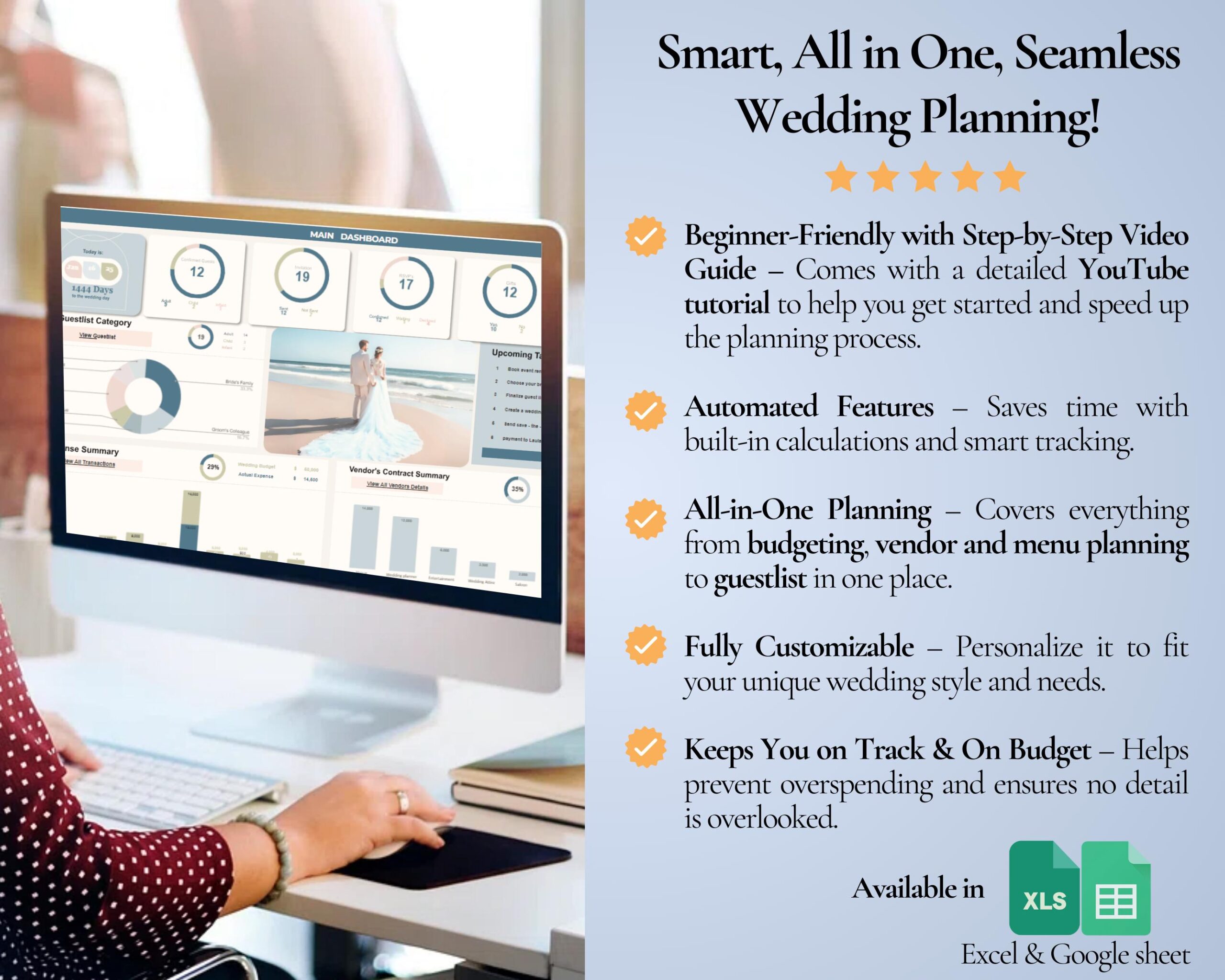 Ultimate Wedding Planner Spreadsheet with Budget, Guest List and Seating Chart