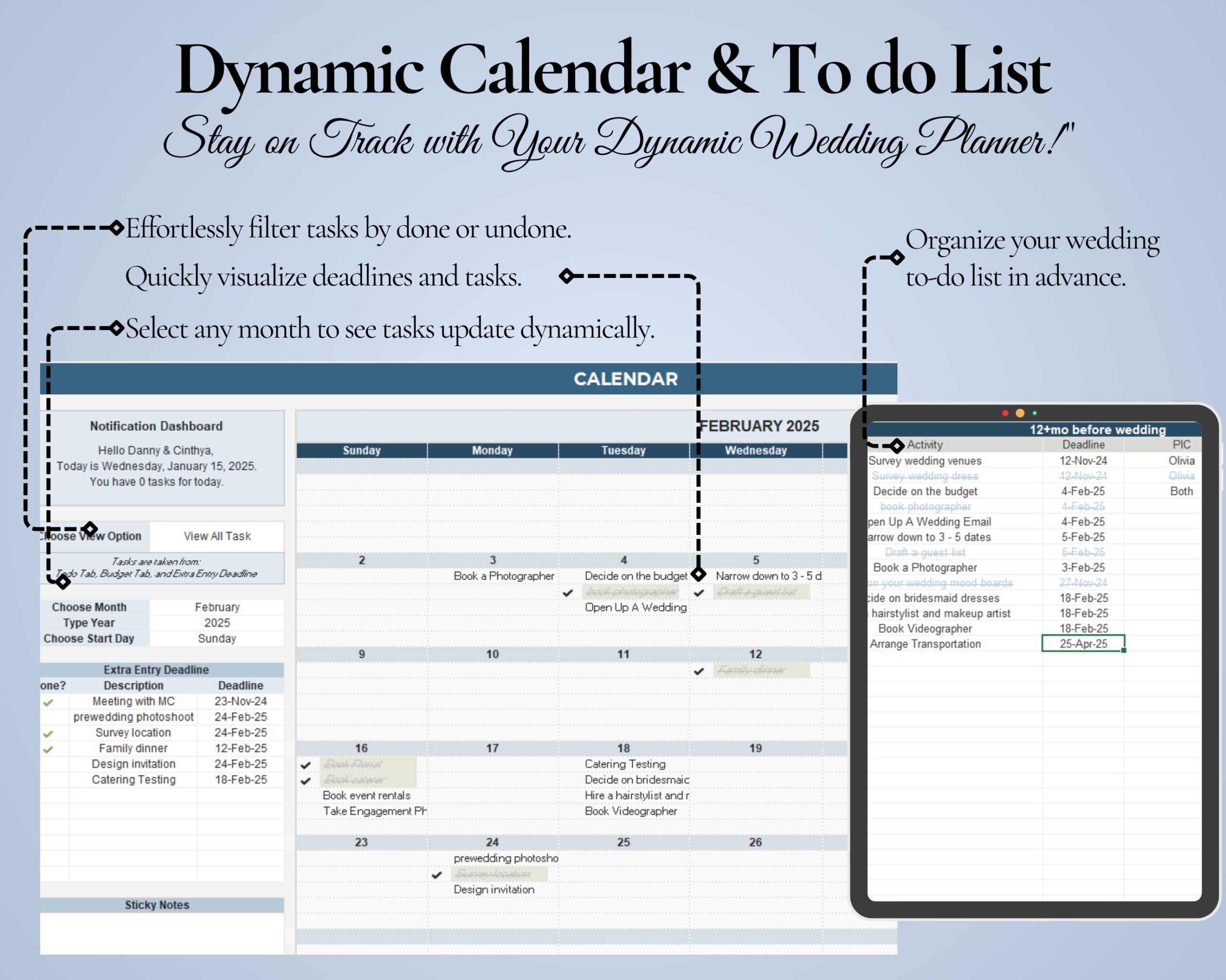 Ultimate Wedding Planner Spreadsheet with Budget, Guest List and Seating Chart