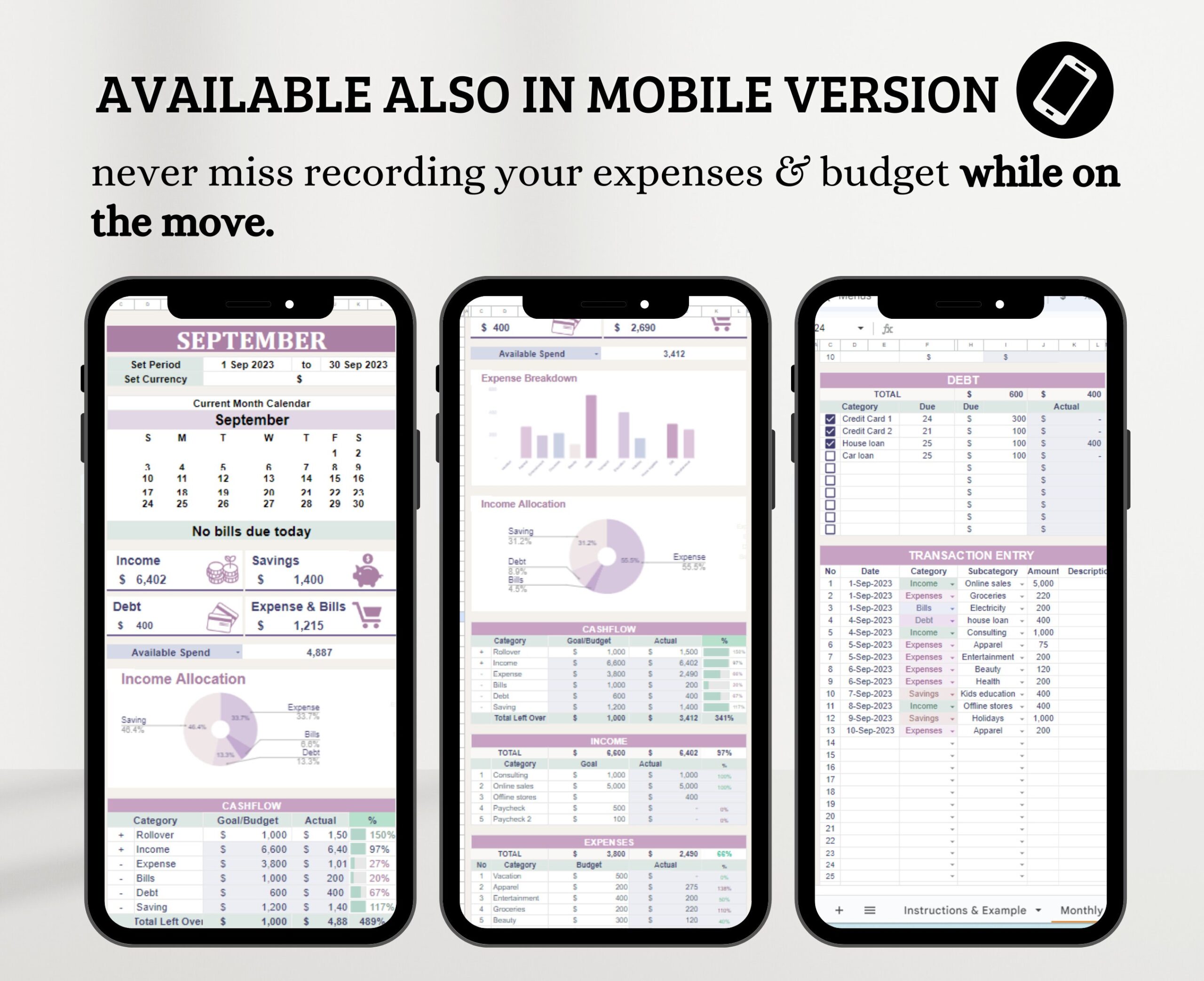 Monthly Budget Spreadsheet with Income and Expense Tracker