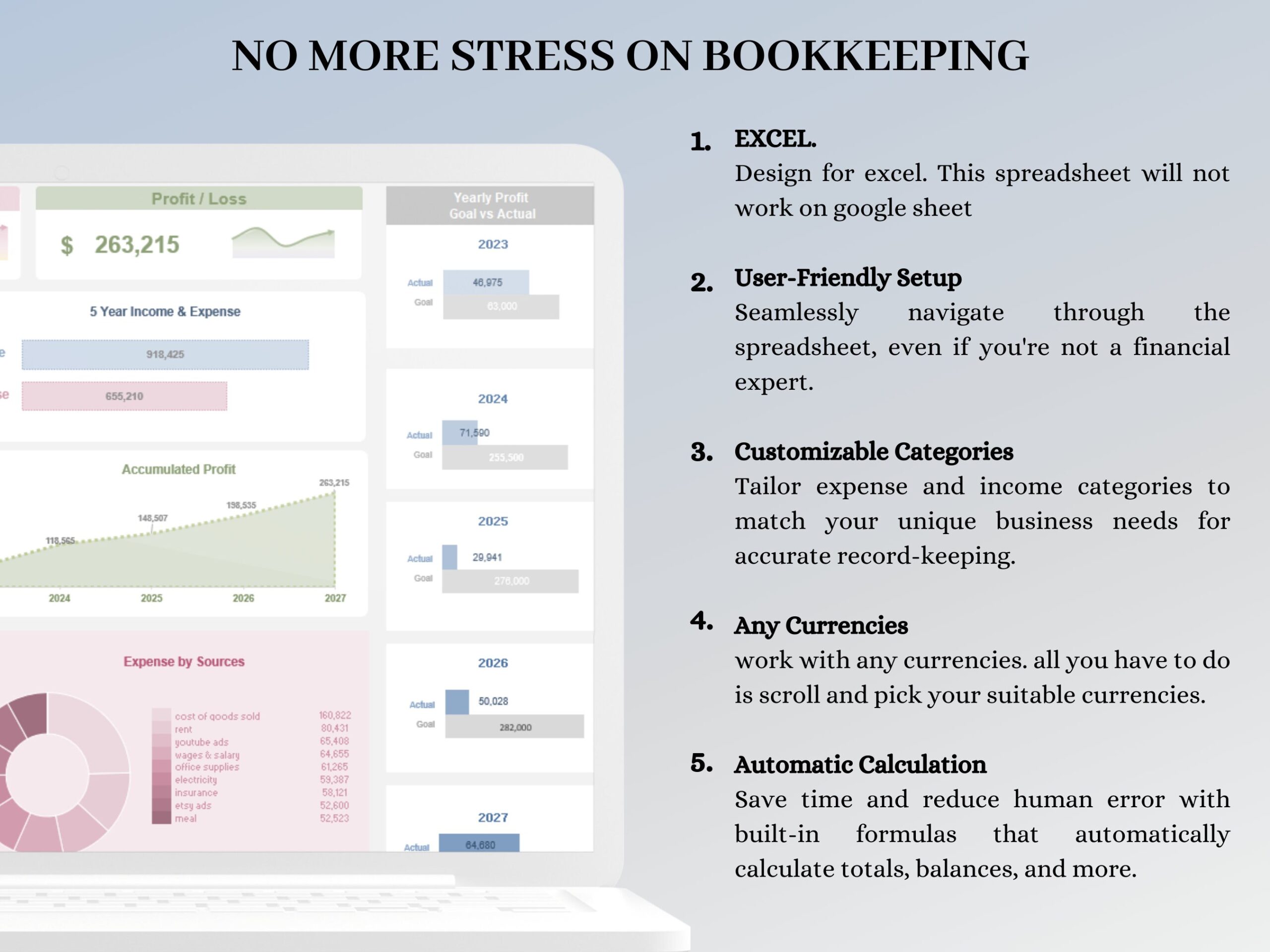 Small Business Bookkeeping Template with Budget and Sales Tracker
