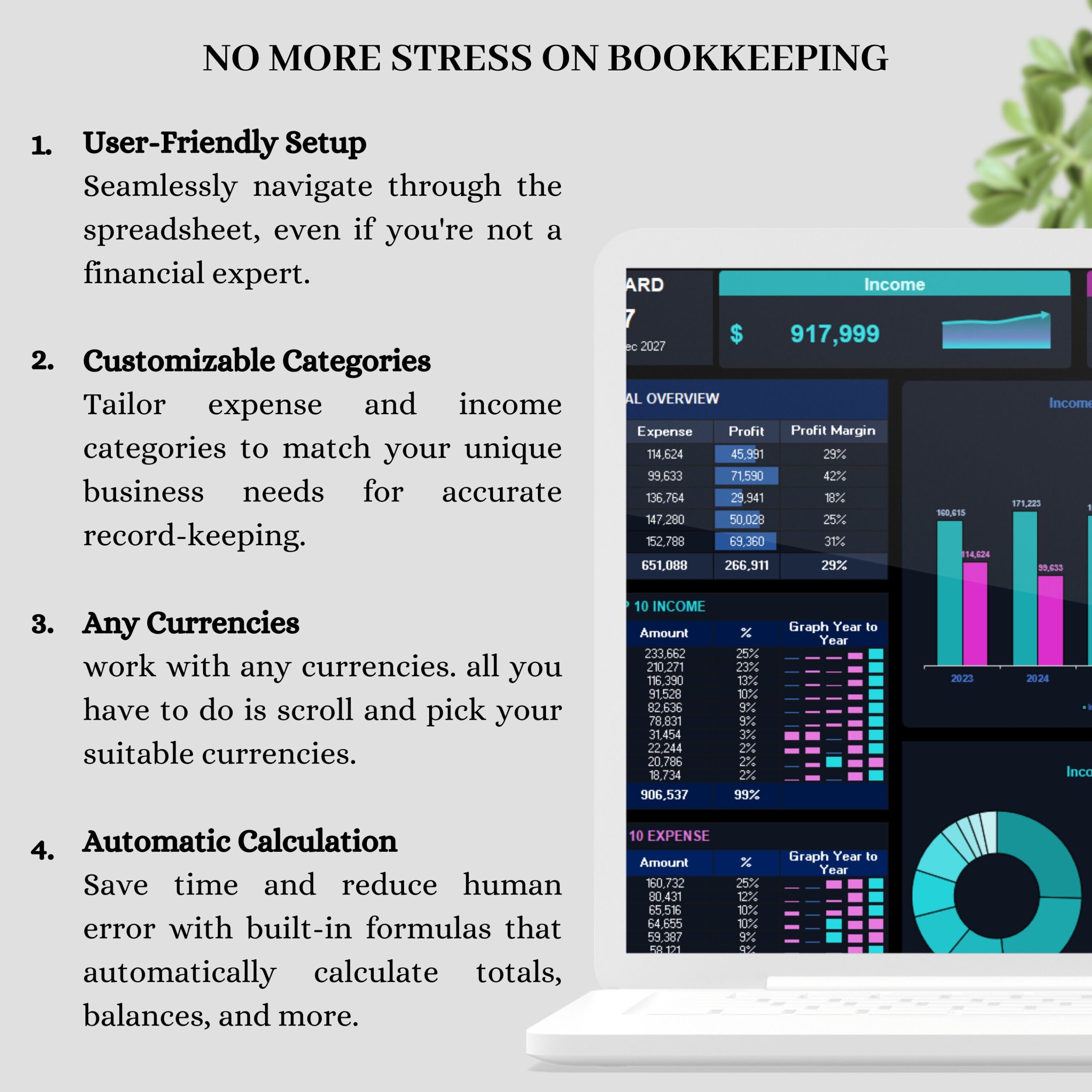 Small Business Bookkeeping Template with Financial Tracker