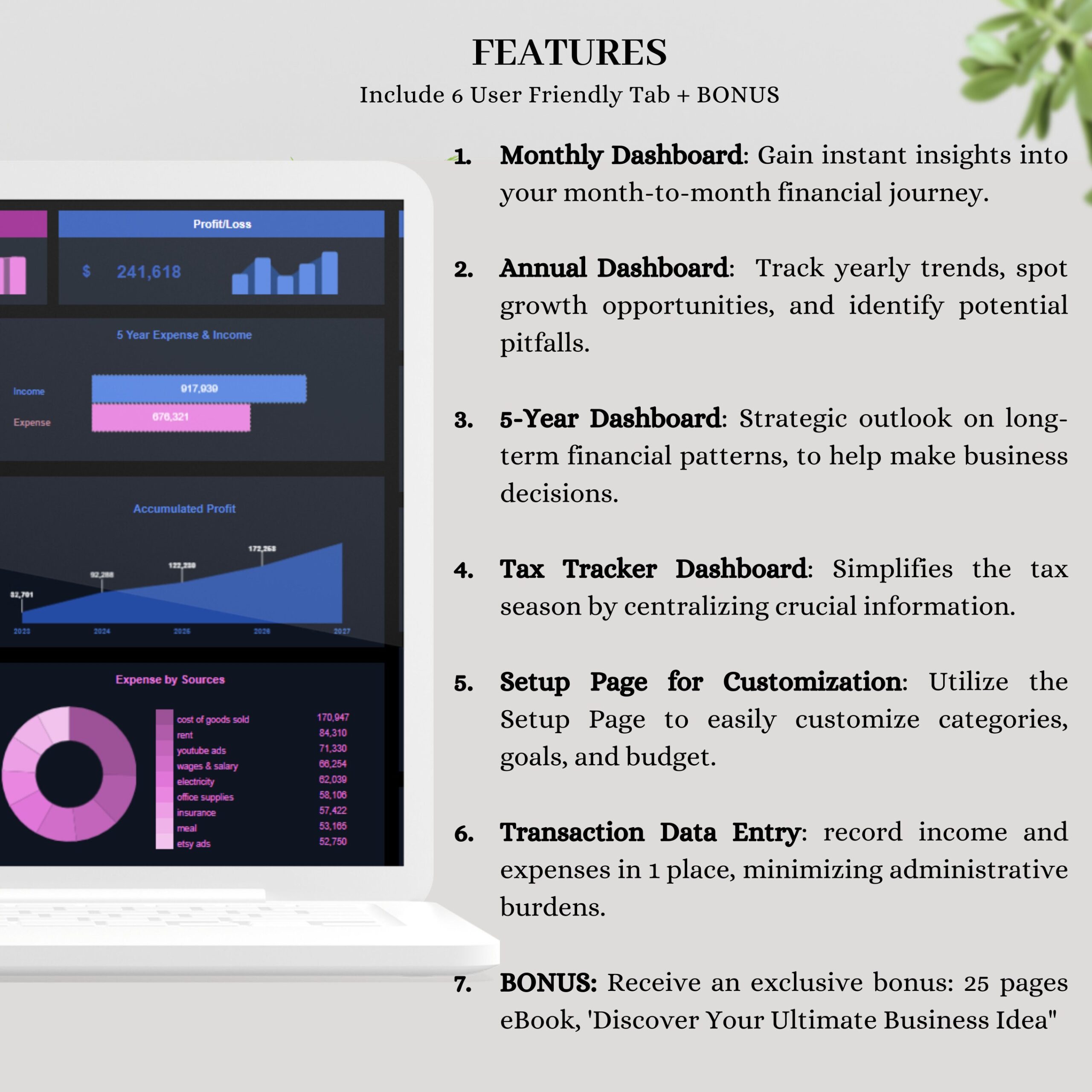 Small Business Bookkeeping Template with Financial Tracker
