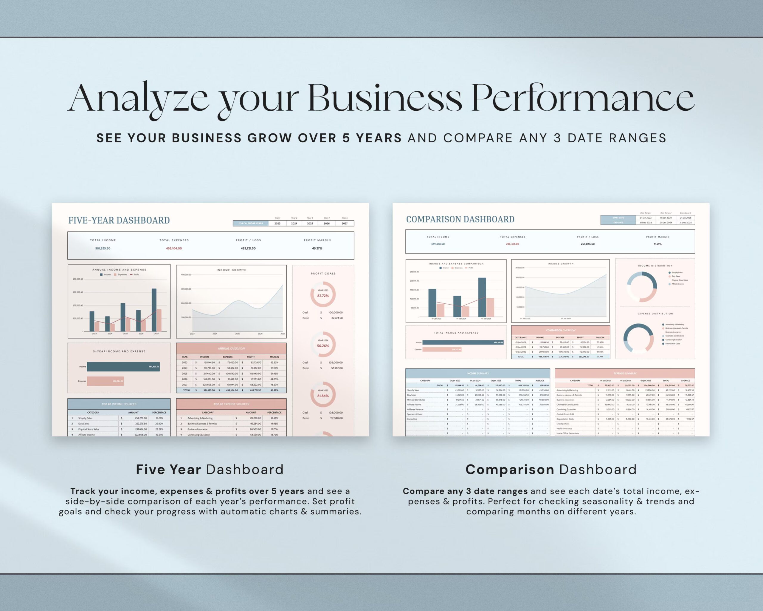 Small Business Bookkeeping Template with Business Expense Tracker, Sales Tracker, Accounting Template and Income Tracker