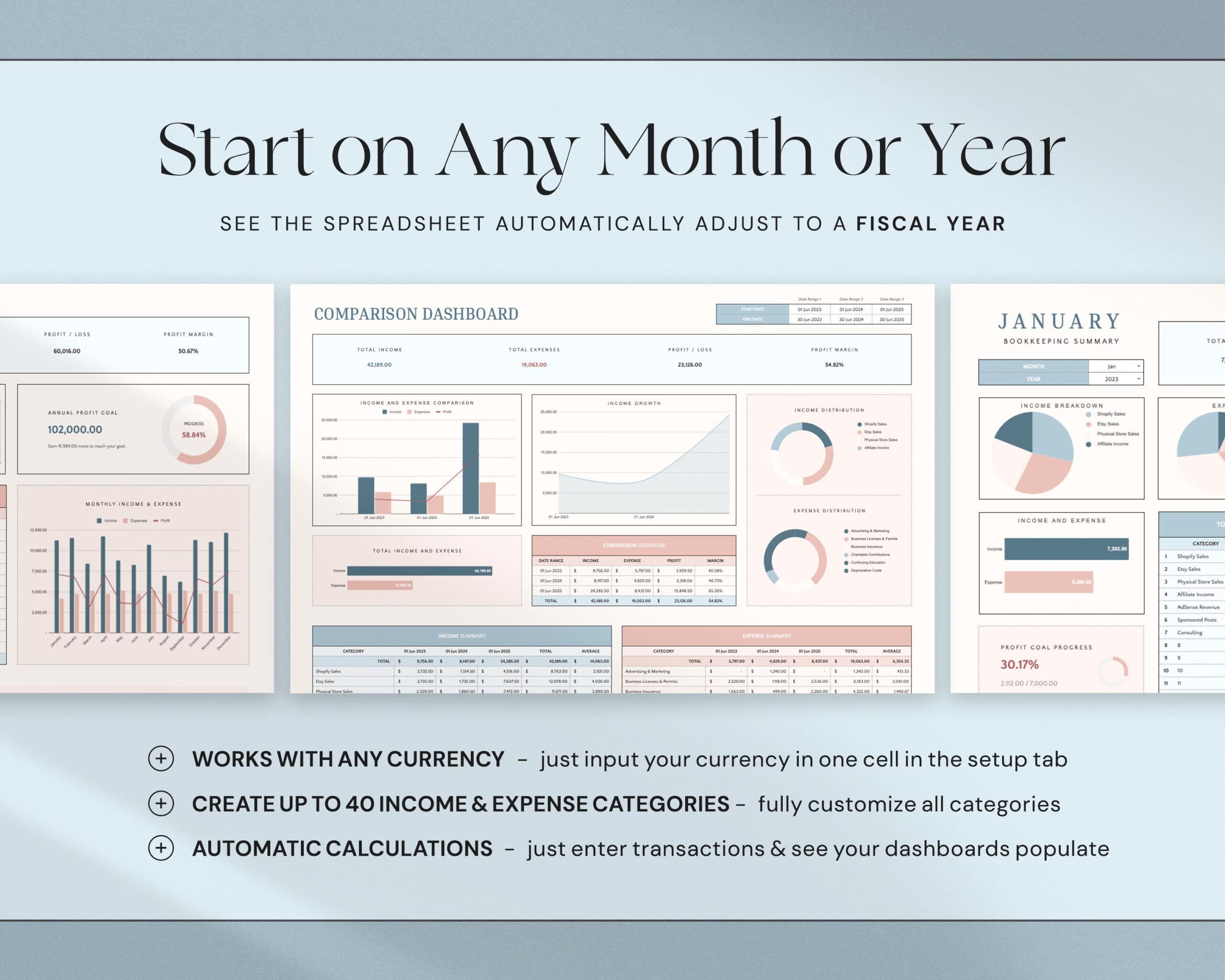 Small Business Bookkeeping Template with Business Expense Tracker, Sales Tracker, Accounting Template and Income Tracker