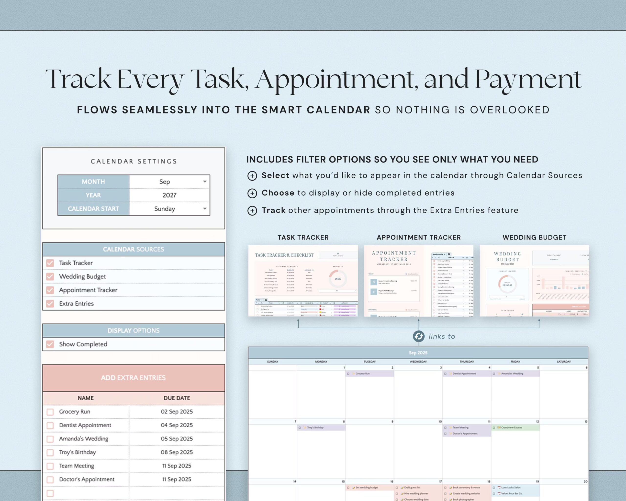 Wedding Planner Spreadsheet with Budget Tracker, Guest List, Seating Plan, Checklist, Timeline and Itinerary