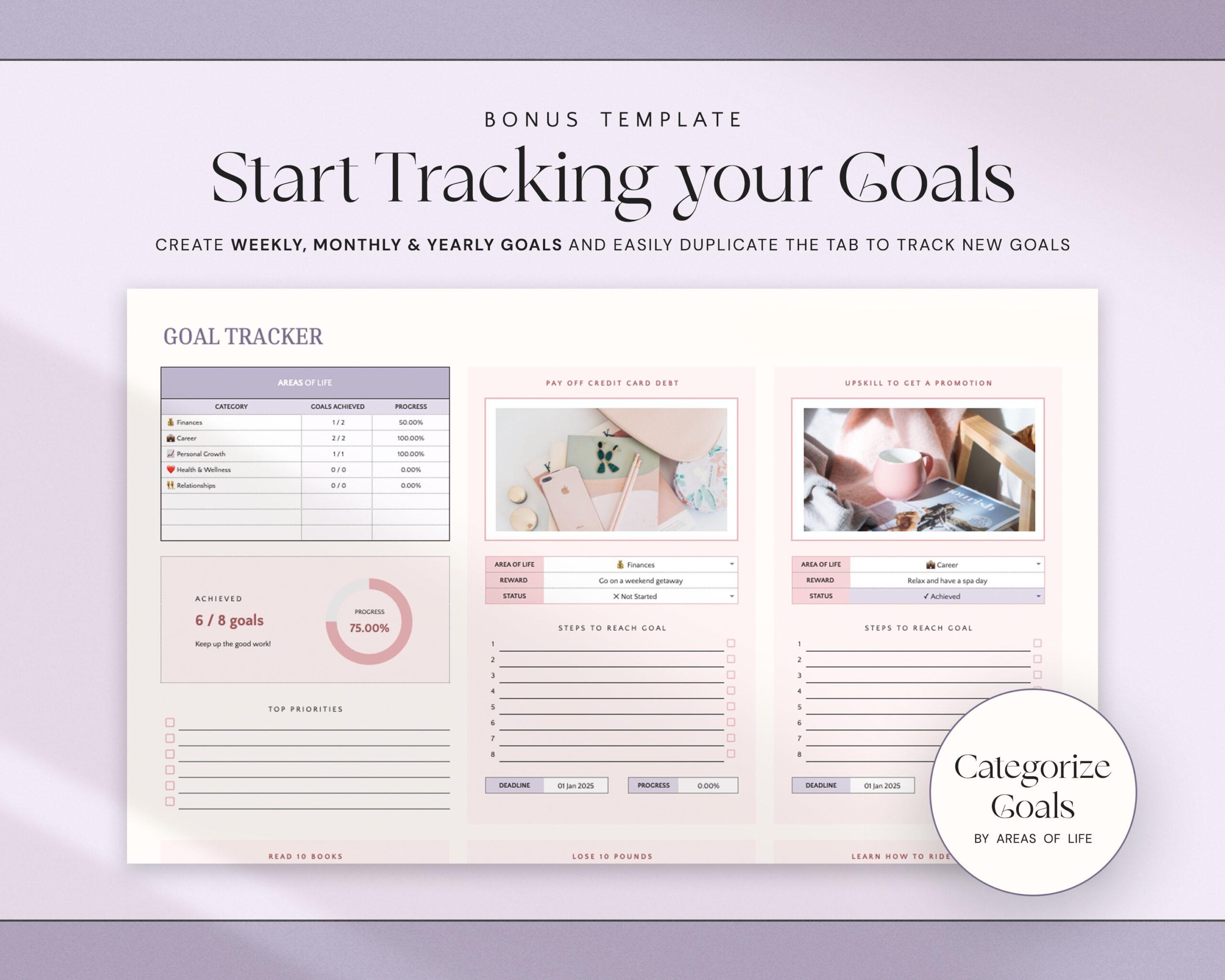 Sinking Funds Tracker Spreadsheet with Savings Tracker, Personal Finance Planner and Cash Savings Template