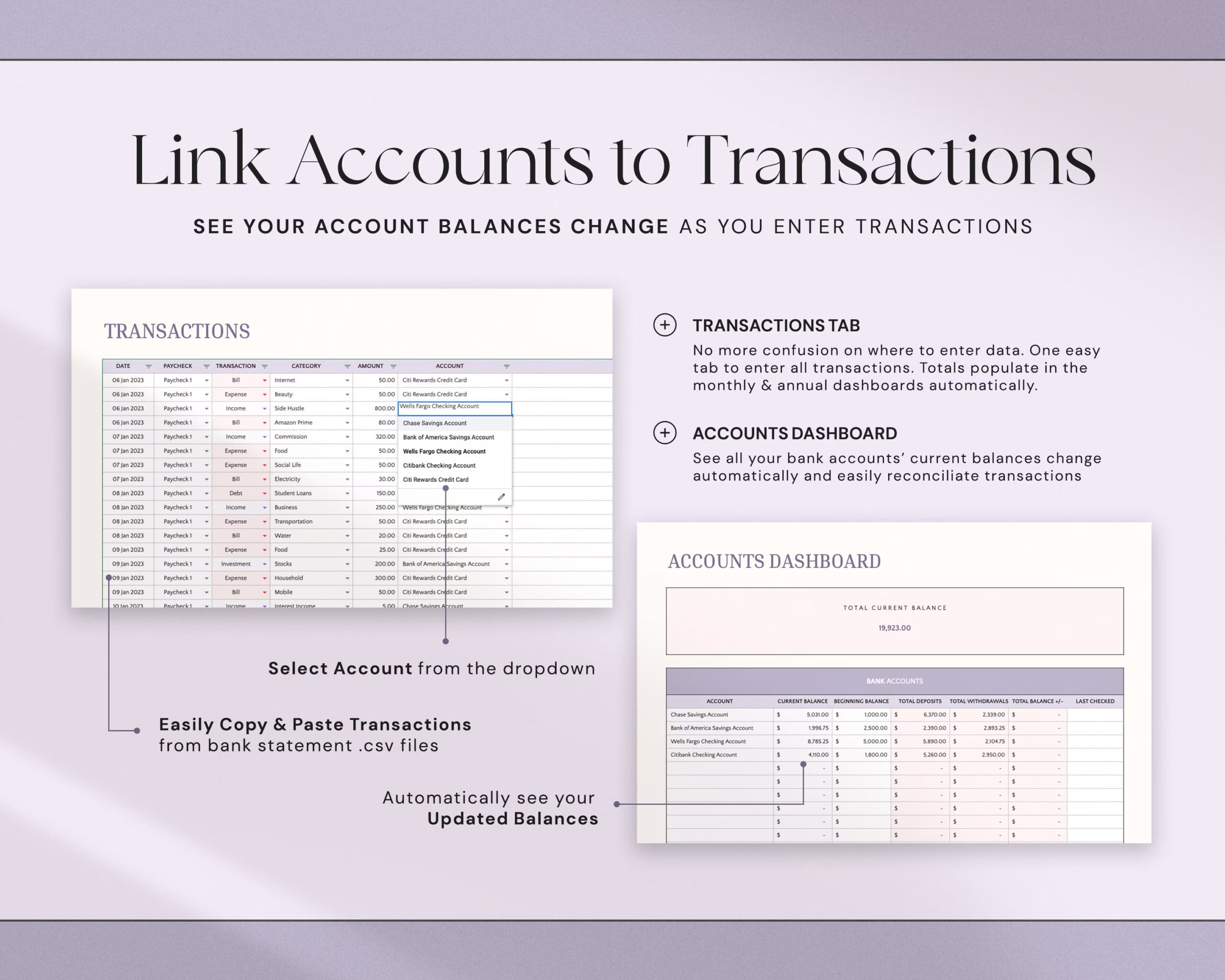 Annual Biweekly Paycheck Budget with Weekly Budget Spreadsheet, Monthly and Yearly Planner and Simple Zero-Based Budget