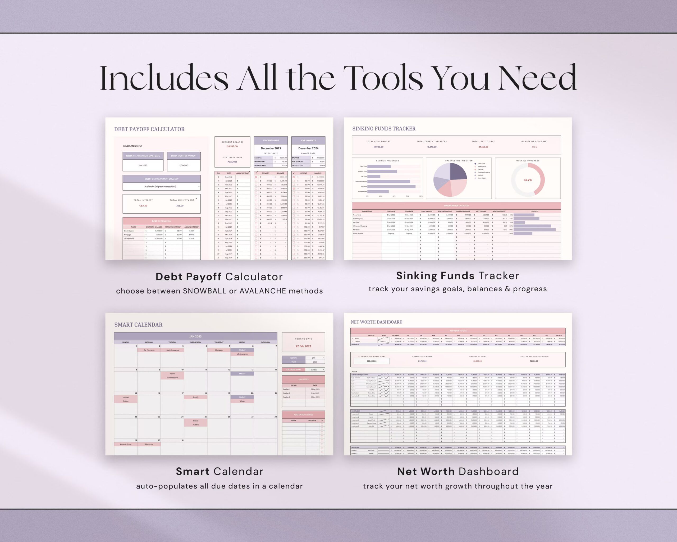 Annual Biweekly Paycheck Budget with Weekly Budget Spreadsheet, Monthly and Yearly Planner and Simple Zero-Based Budget