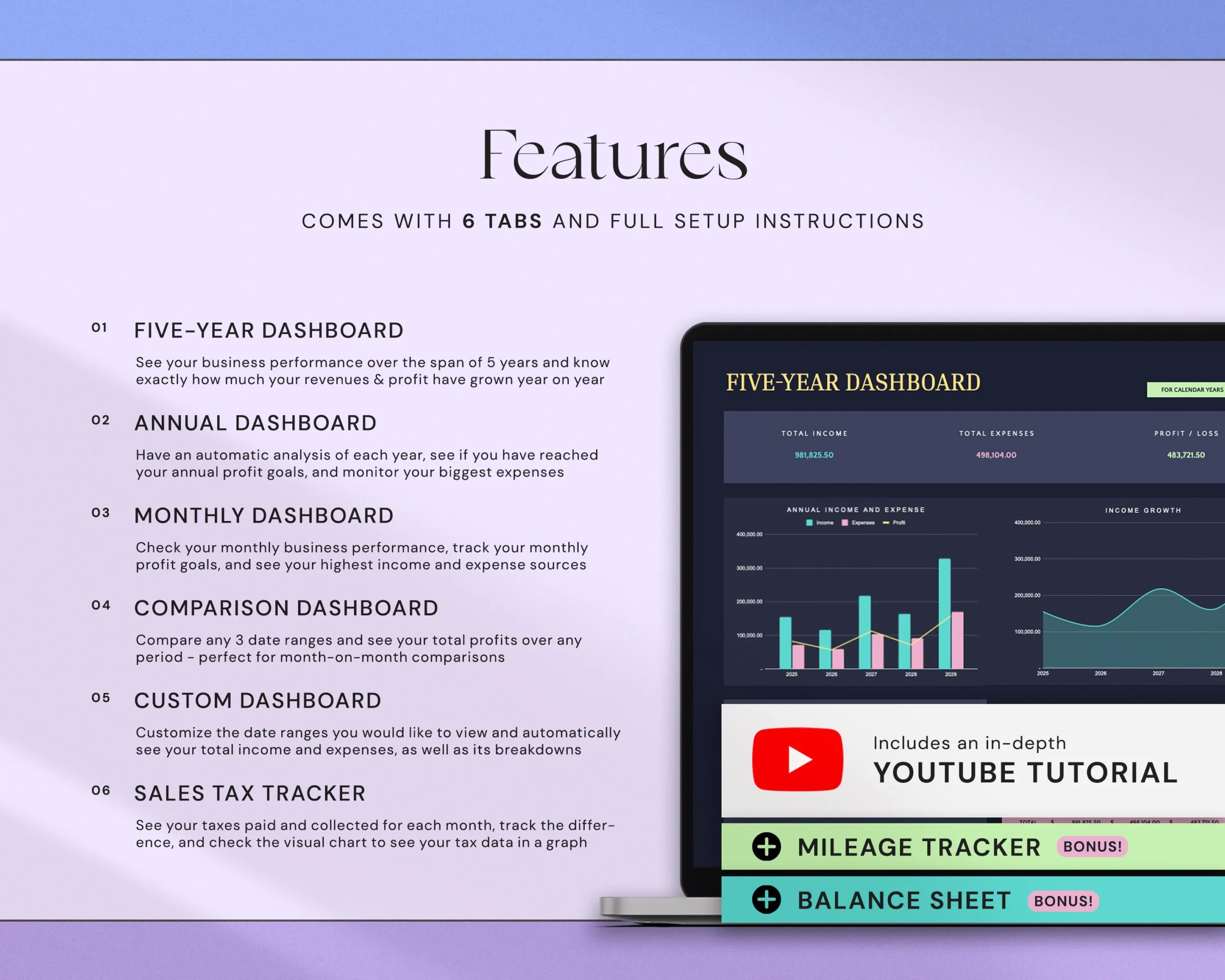 Small Business Bookkeeping Template with Income and Expense Tracker, Accounting Spreadsheet and Profit and Loss Tracker Dark Mode