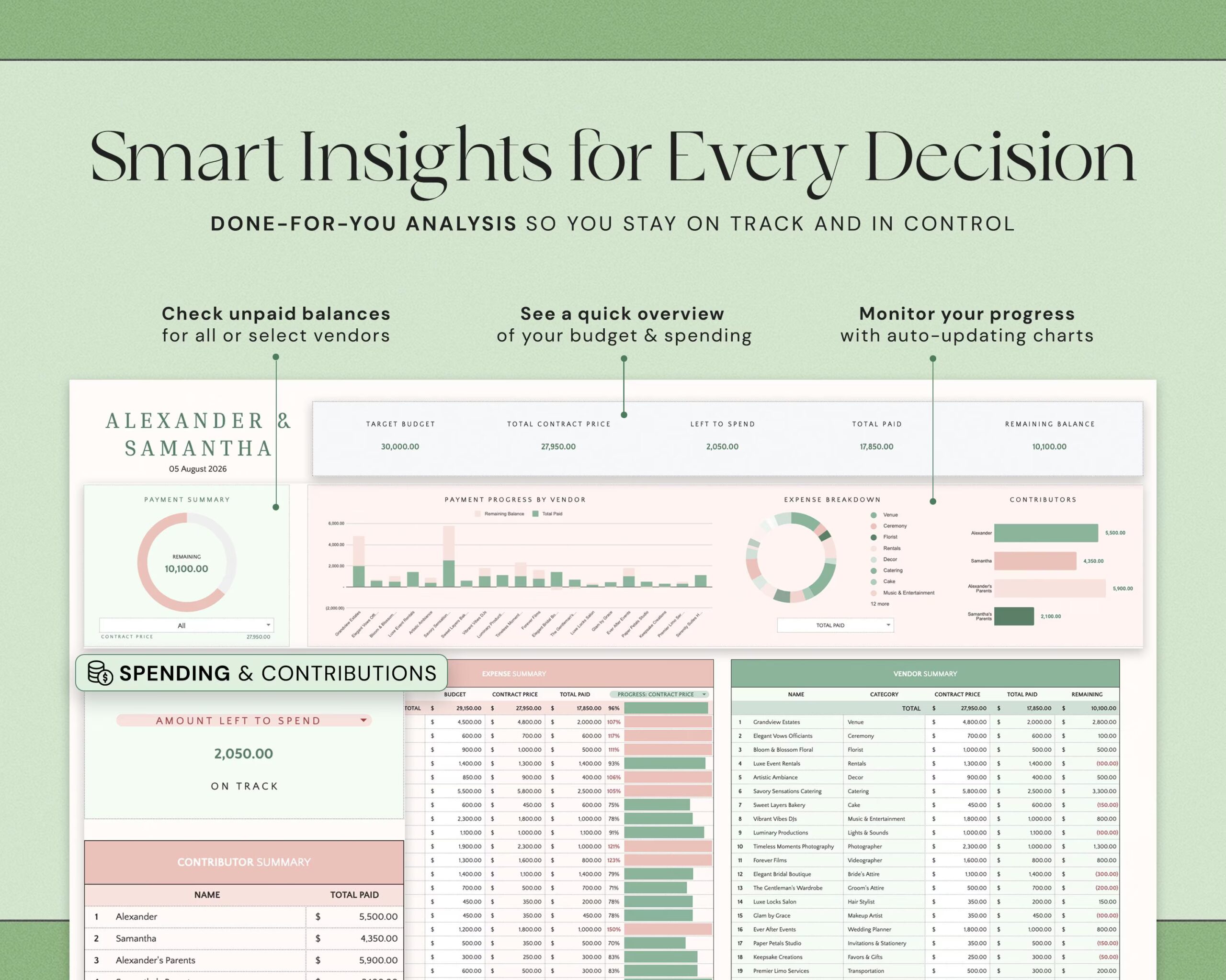 Wedding Budget Spreadsheet with Wedding Planner, Finance Tracker and Expense Tracking
