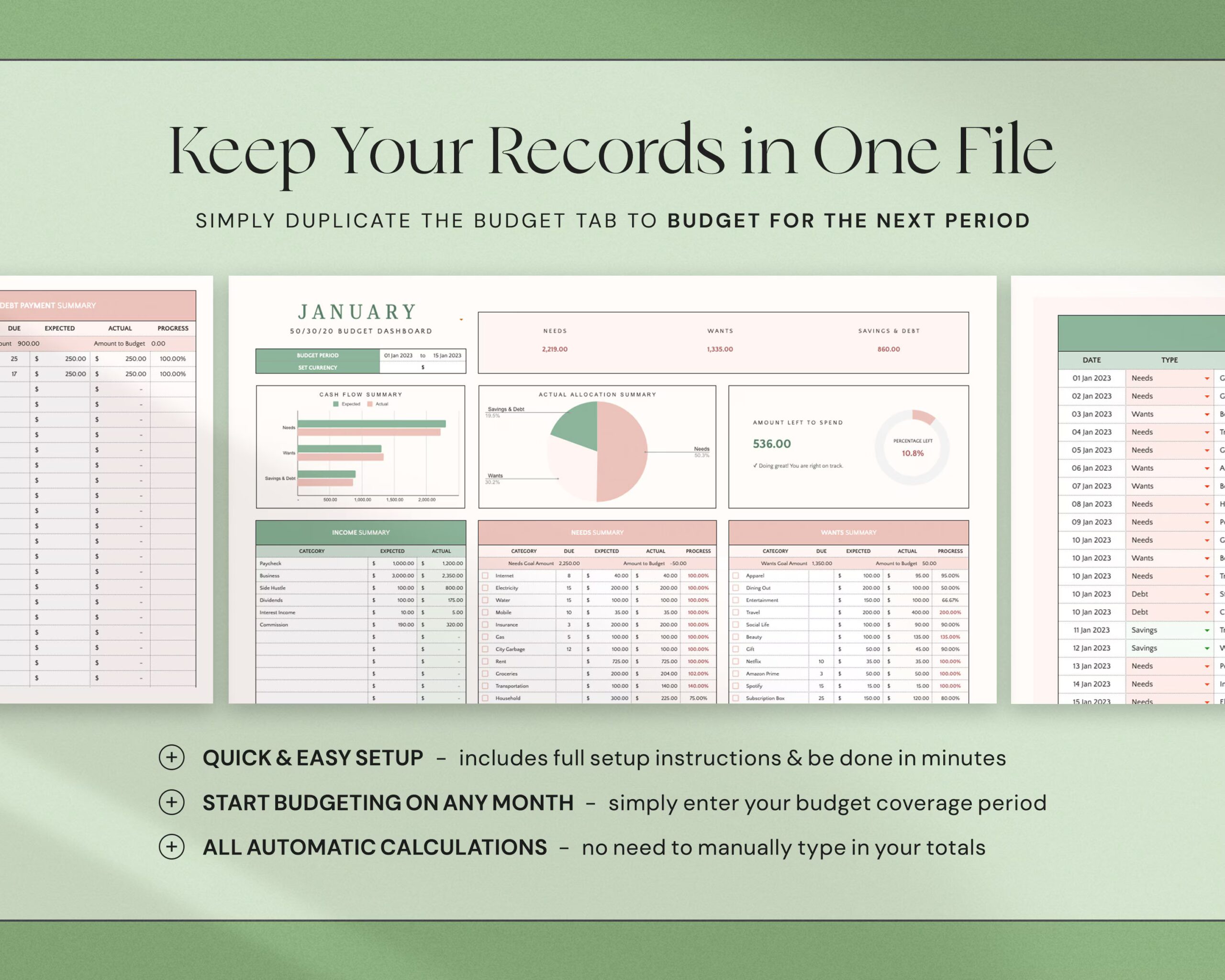 Budget Planner with Monthly Budget Spreadsheet, Paycheck Budget Template and Weekly Budget Tracker