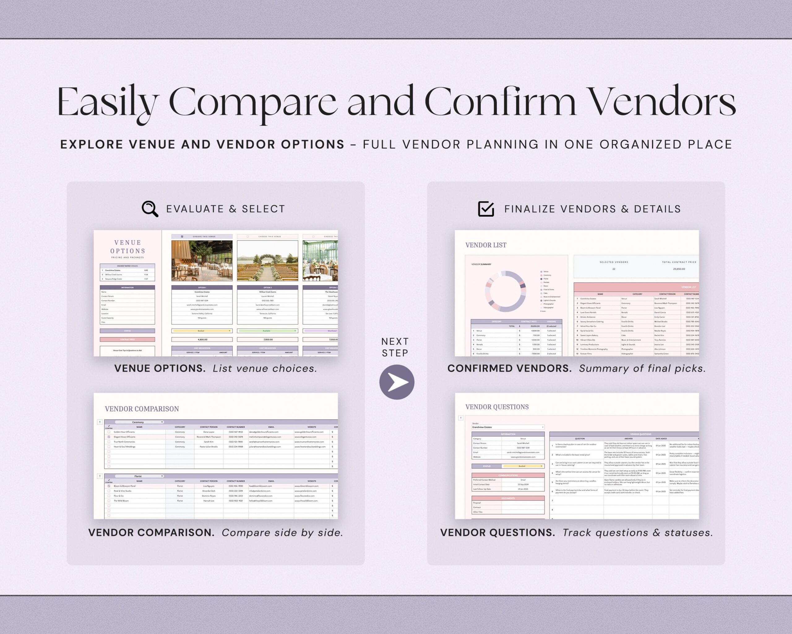 Wedding Planner Spreadsheet with Guest List, Seating Plan, Wedding Checklist and Budget Tracker