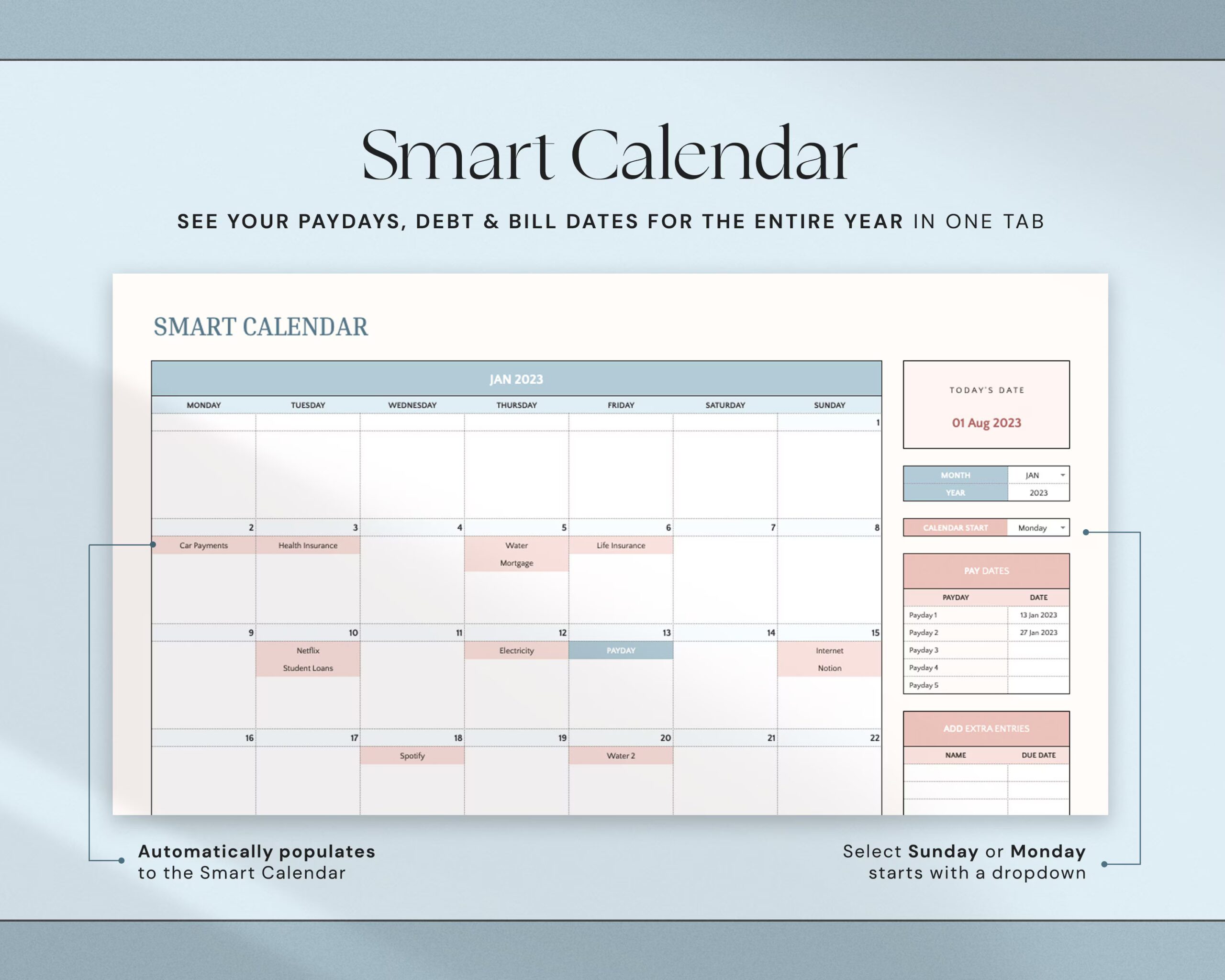 Annual Budget Spreadsheet with Yearly Budget Template, Financial Planner, Net Worth Tracker and Monthly Budget Dashboard