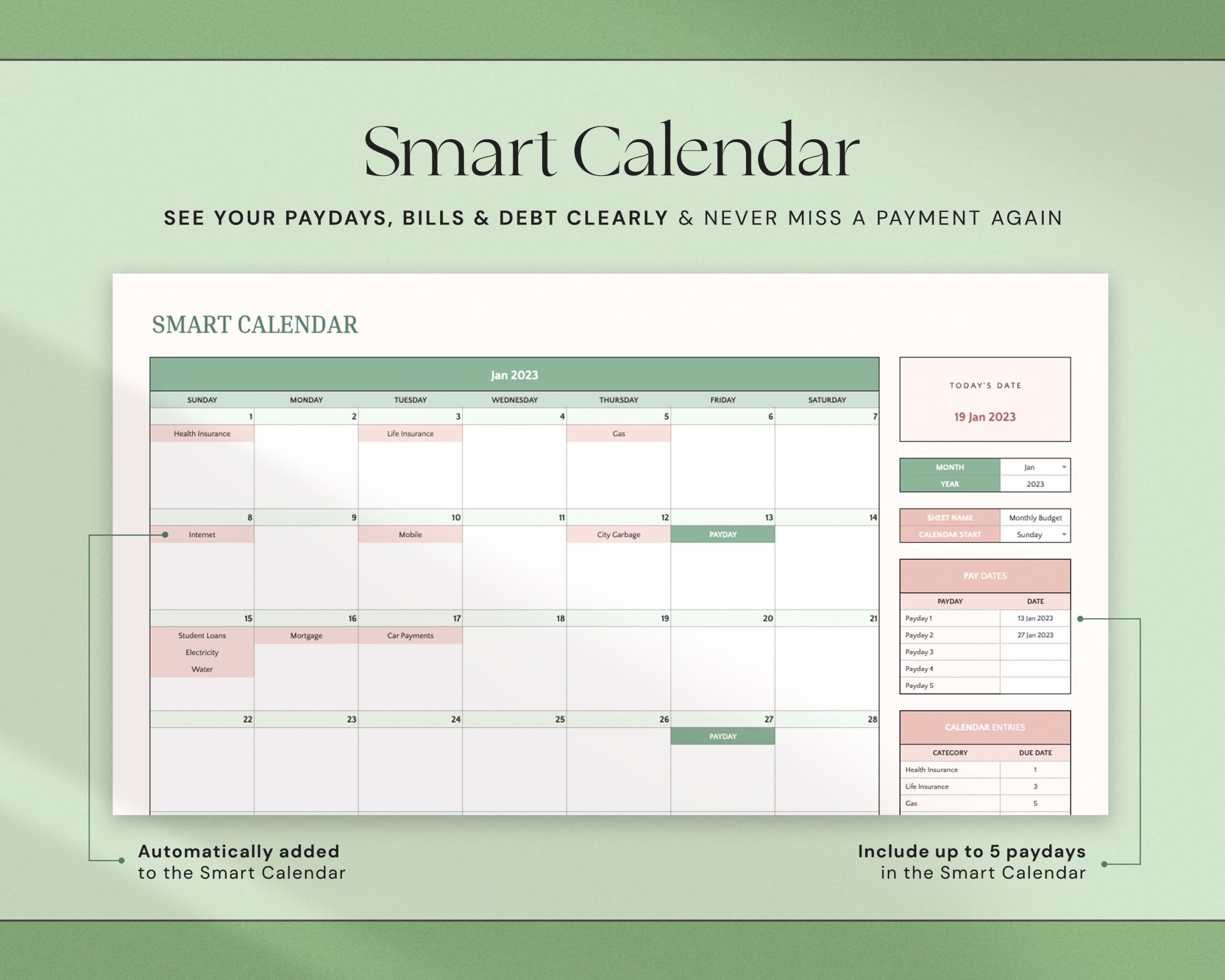 Monthly Budget Template with Budget Planner, Finance Tracker, Financial Planner and Expense Tracker