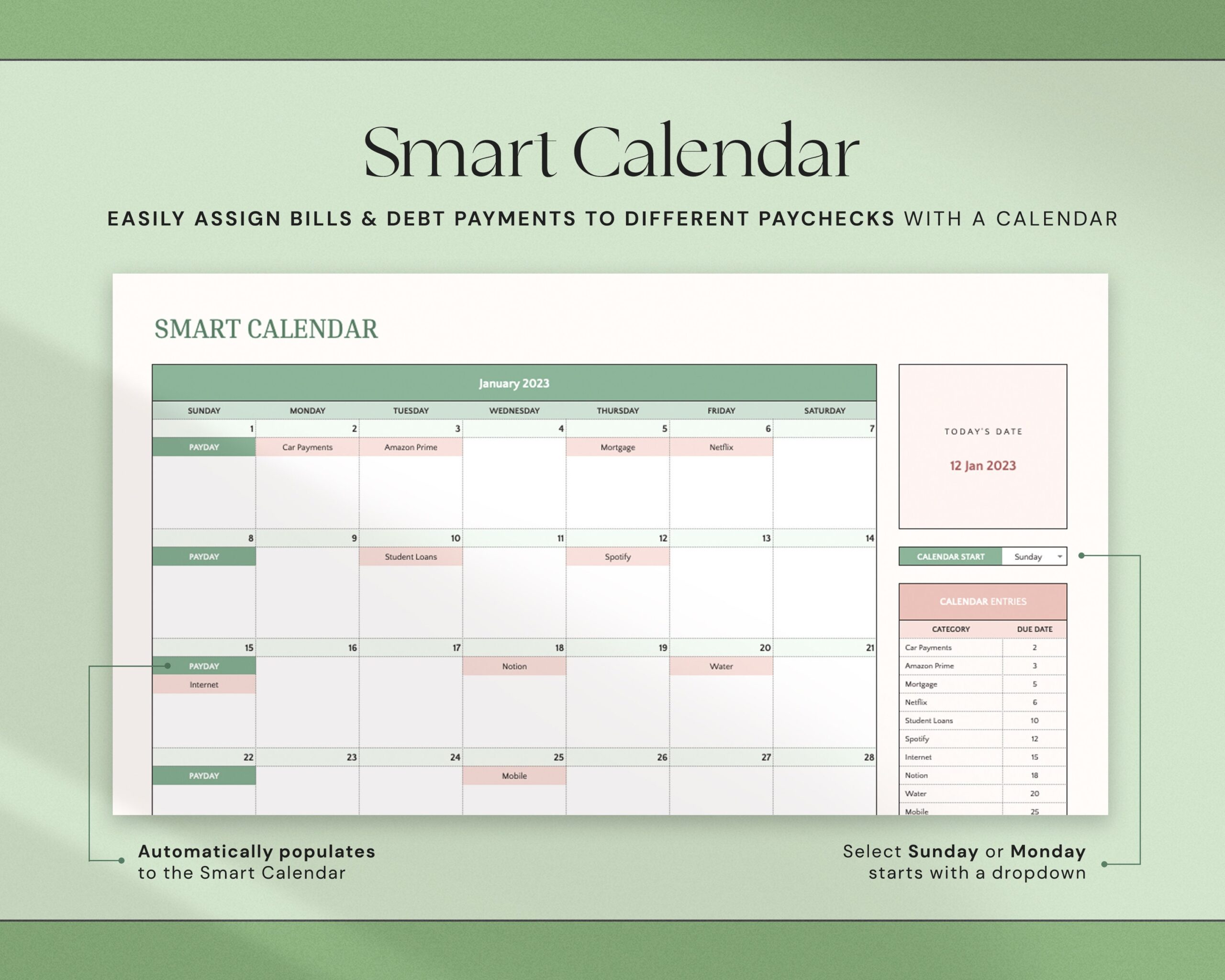 Budget Spreadsheet with Paycheck Budget Template, Biweekly Budget Planner, Expense Tracker and Weekly Finance Planner