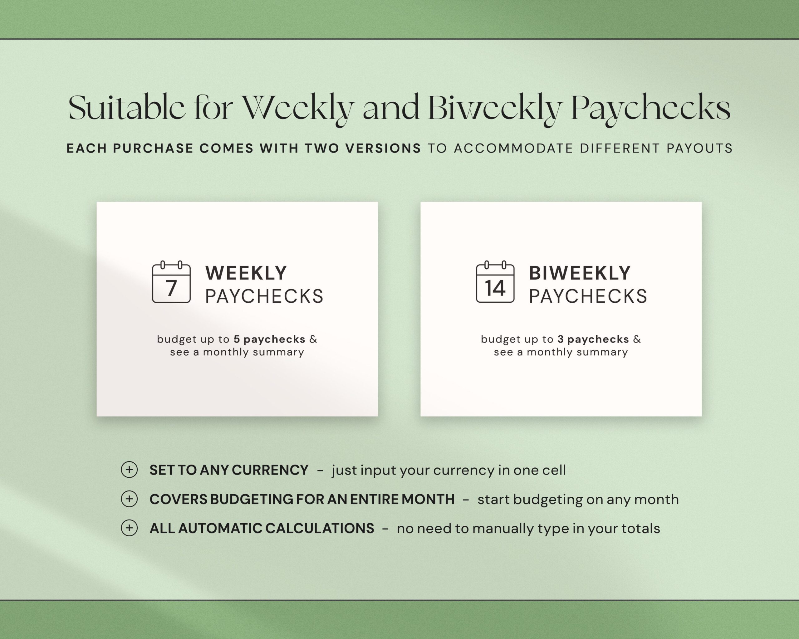 Budget Spreadsheet with Paycheck Budget Template, Biweekly Budget Planner, Expense Tracker and Weekly Finance Planner