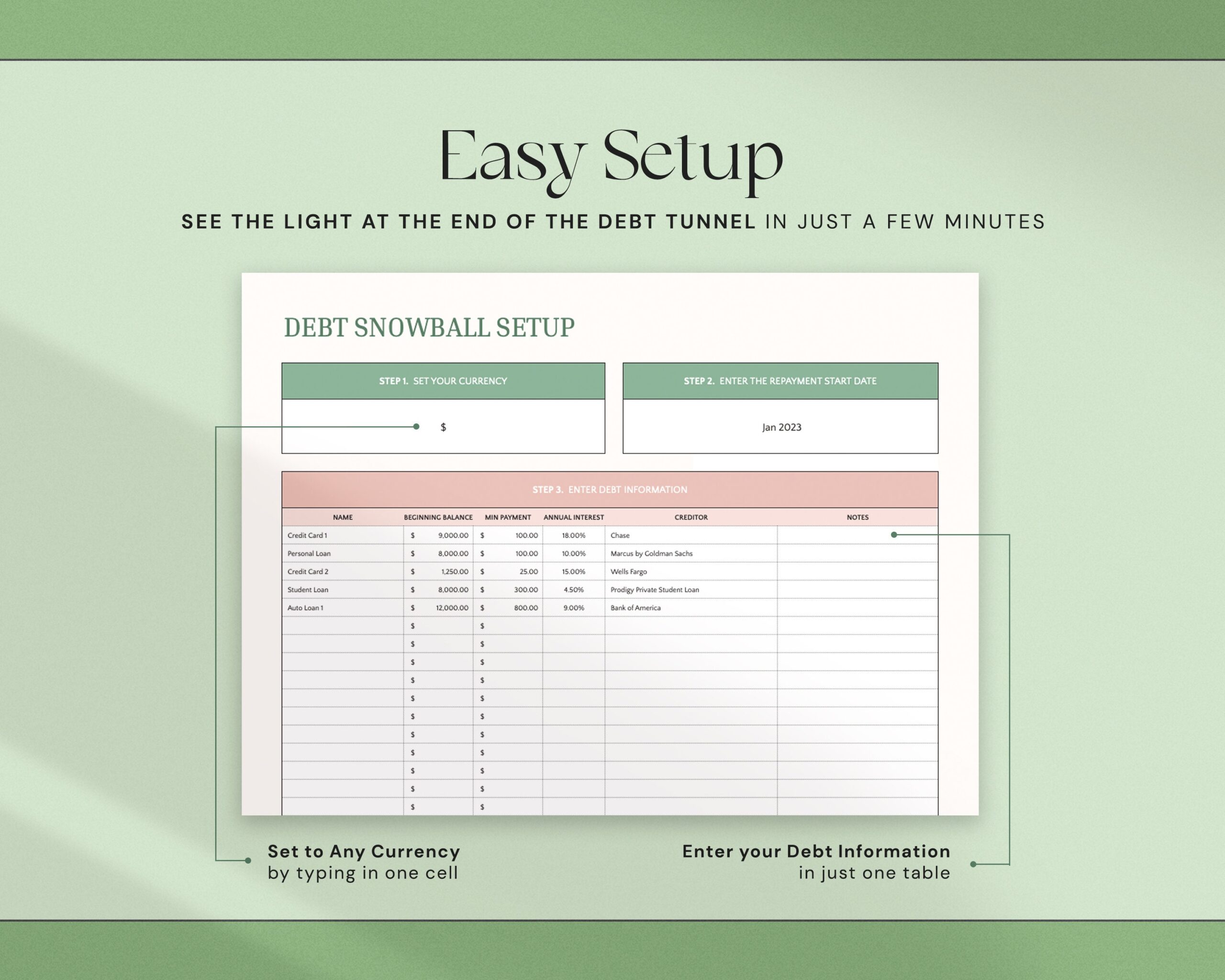 Debt Snowball Spreadsheet with Debt Payoff Tracker, Debt Payoff Calculator, Student Loan Repayment and Home Debt Payoff Chart