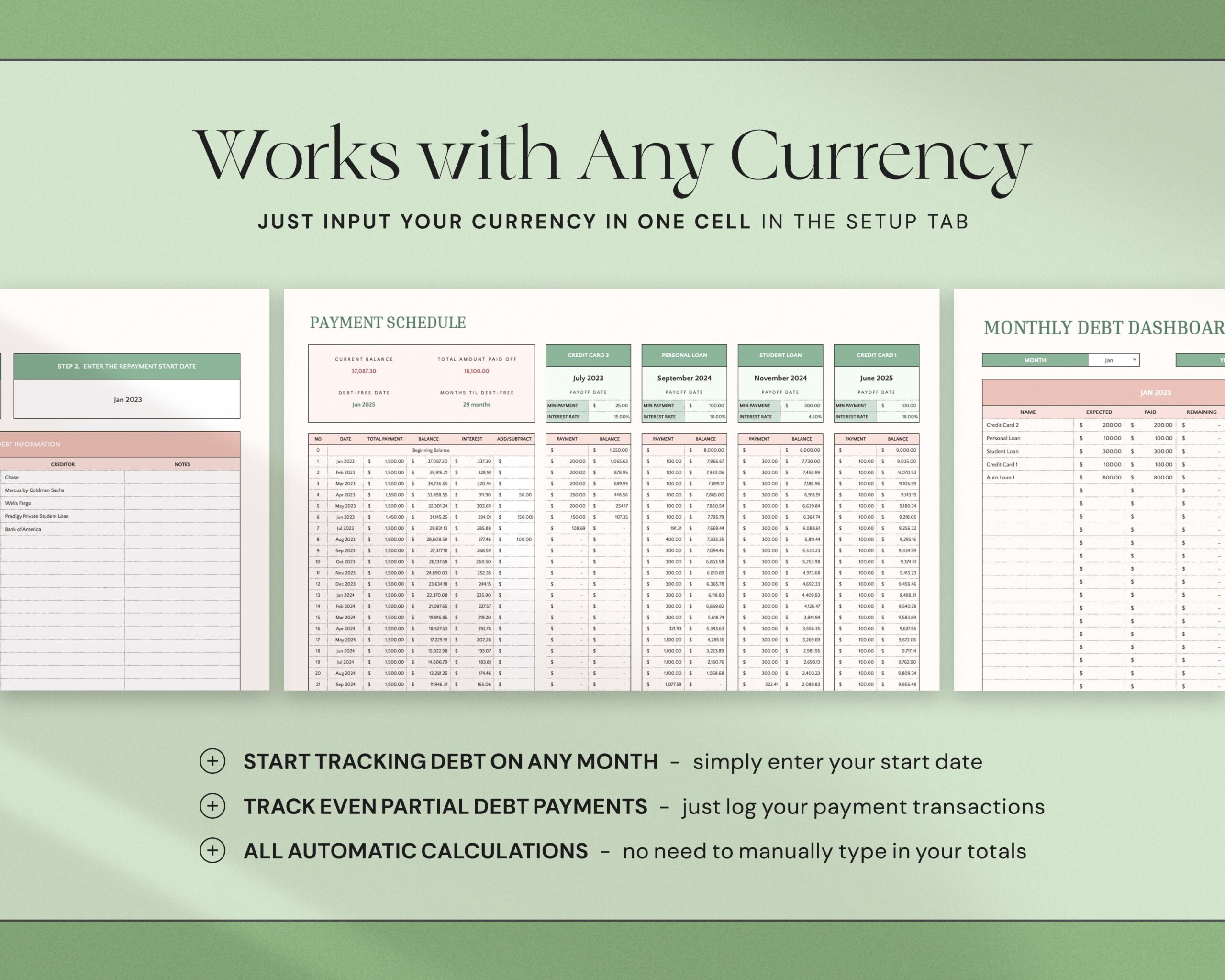 Debt Snowball Spreadsheet with Debt Payoff Tracker, Debt Payoff Calculator, Student Loan Repayment and Home Debt Payoff Chart