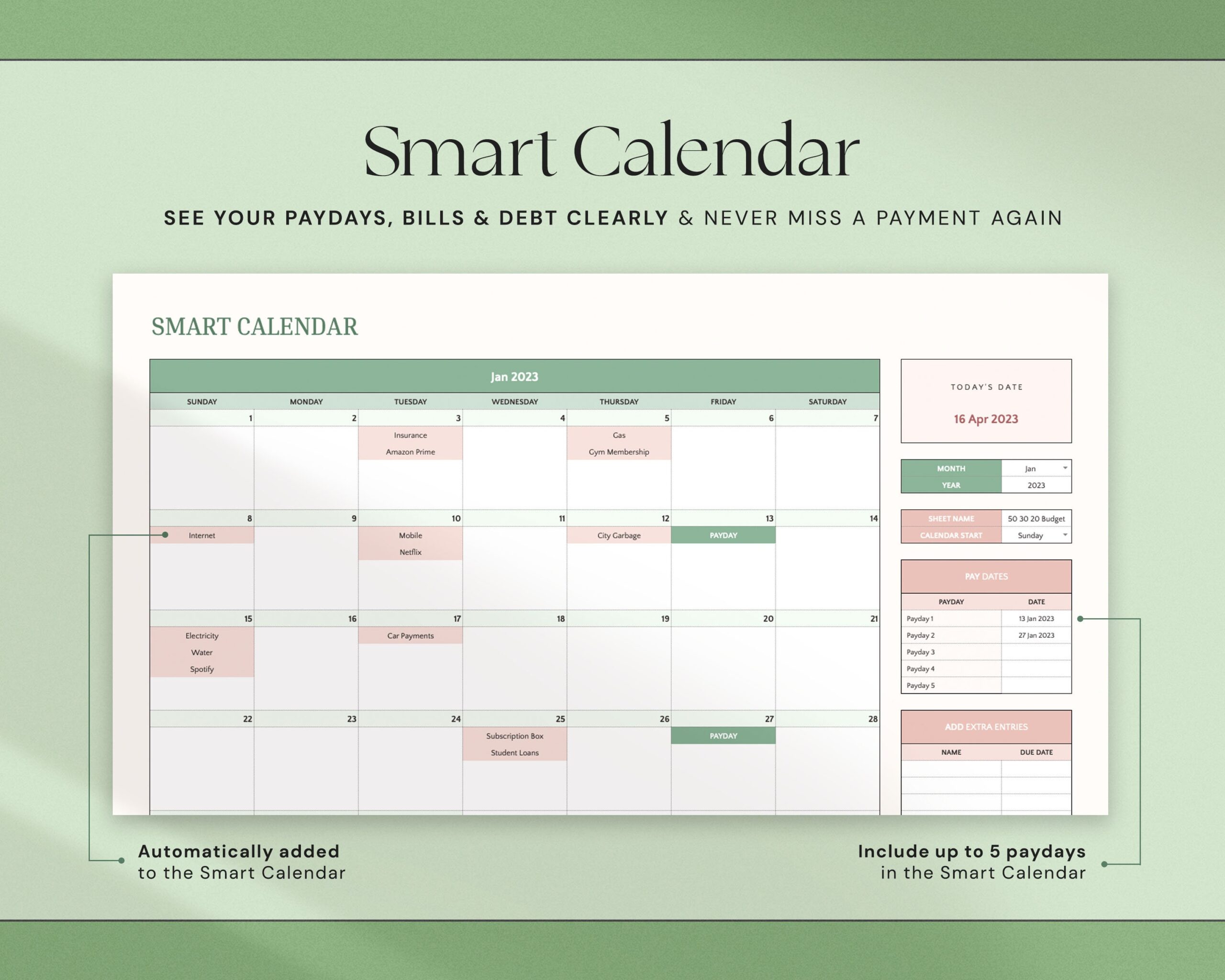 Monthly Budget Spreadsheet with Digital Budget Planner and Monthly Finance Tracker