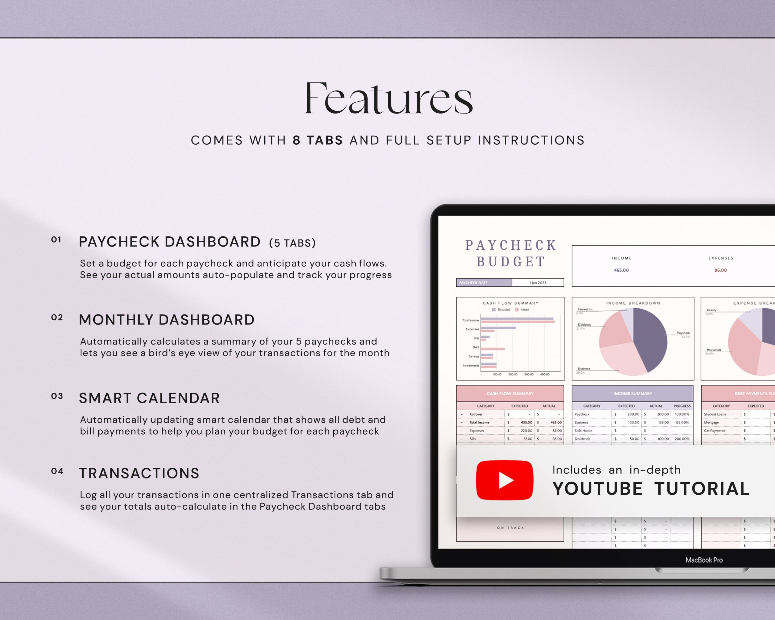 Paycheck Budget Spreadsheet with Paycheck-by-Paycheck Budget Planner and Personal Finance Tracker