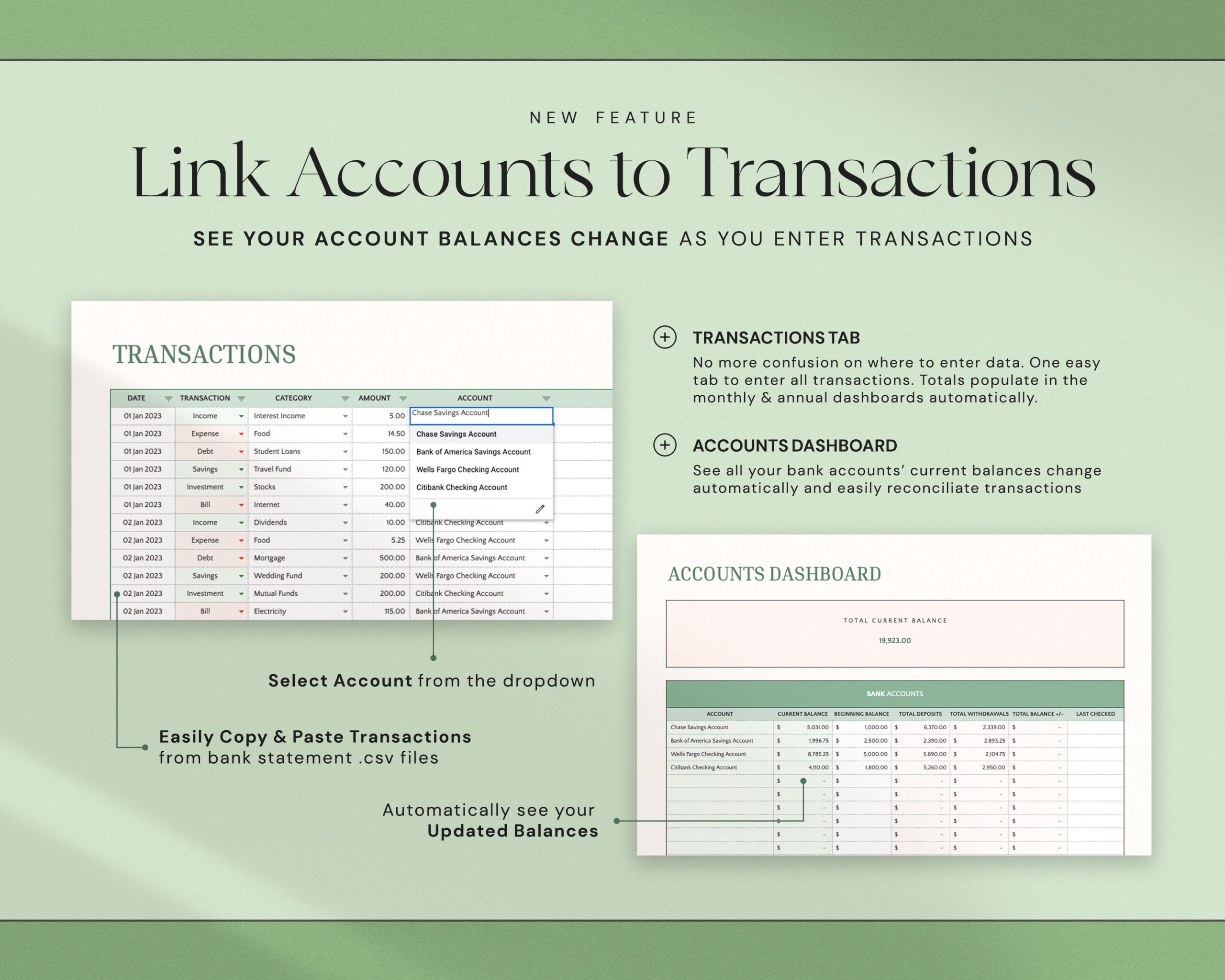 Annual Budget Spreadsheet with Monthly Budget Template, Yearly Budget Planner and Personal Finance Tracker