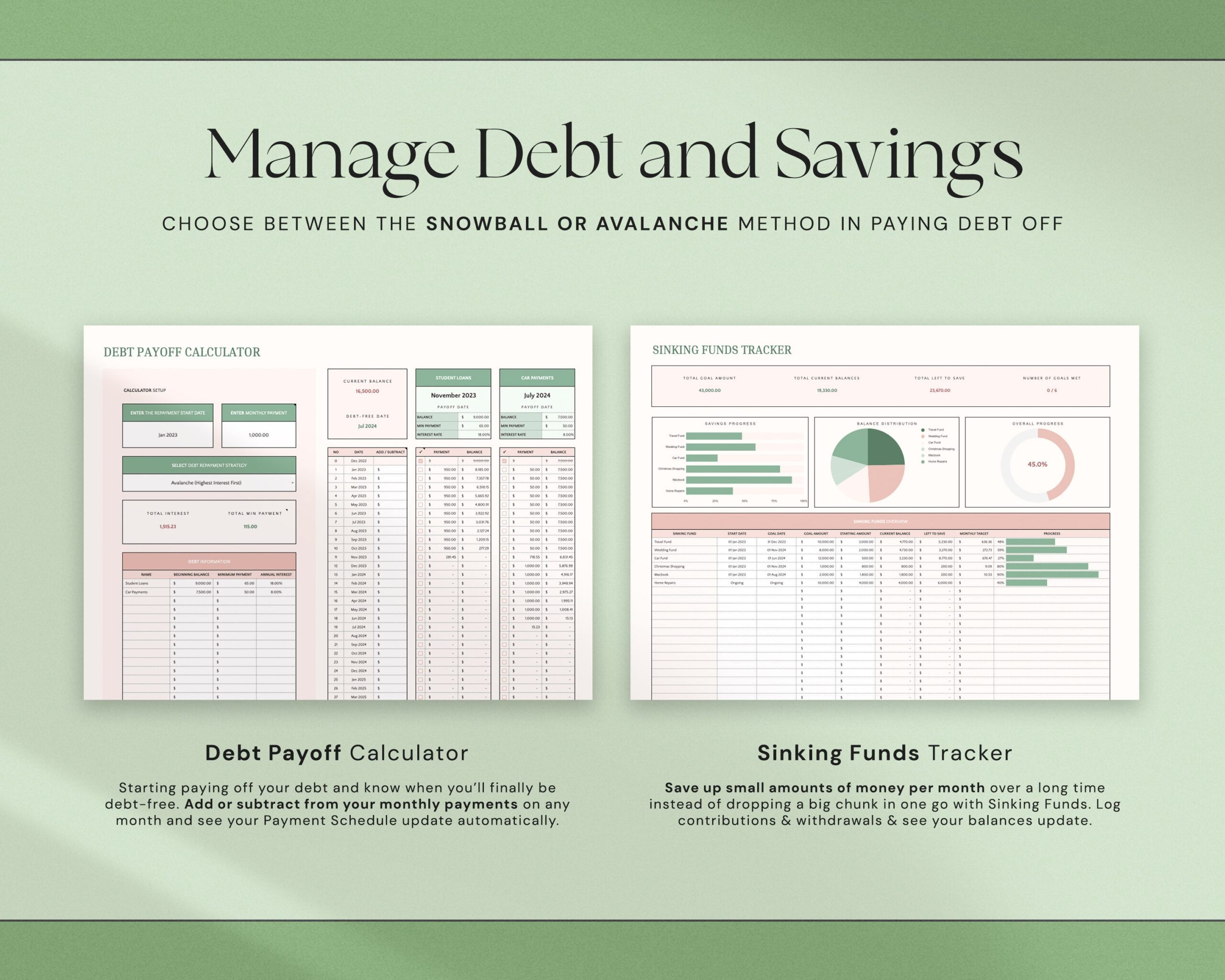 Annual Budget Spreadsheet with Monthly Budget Template, Yearly Budget Planner and Personal Finance Tracker