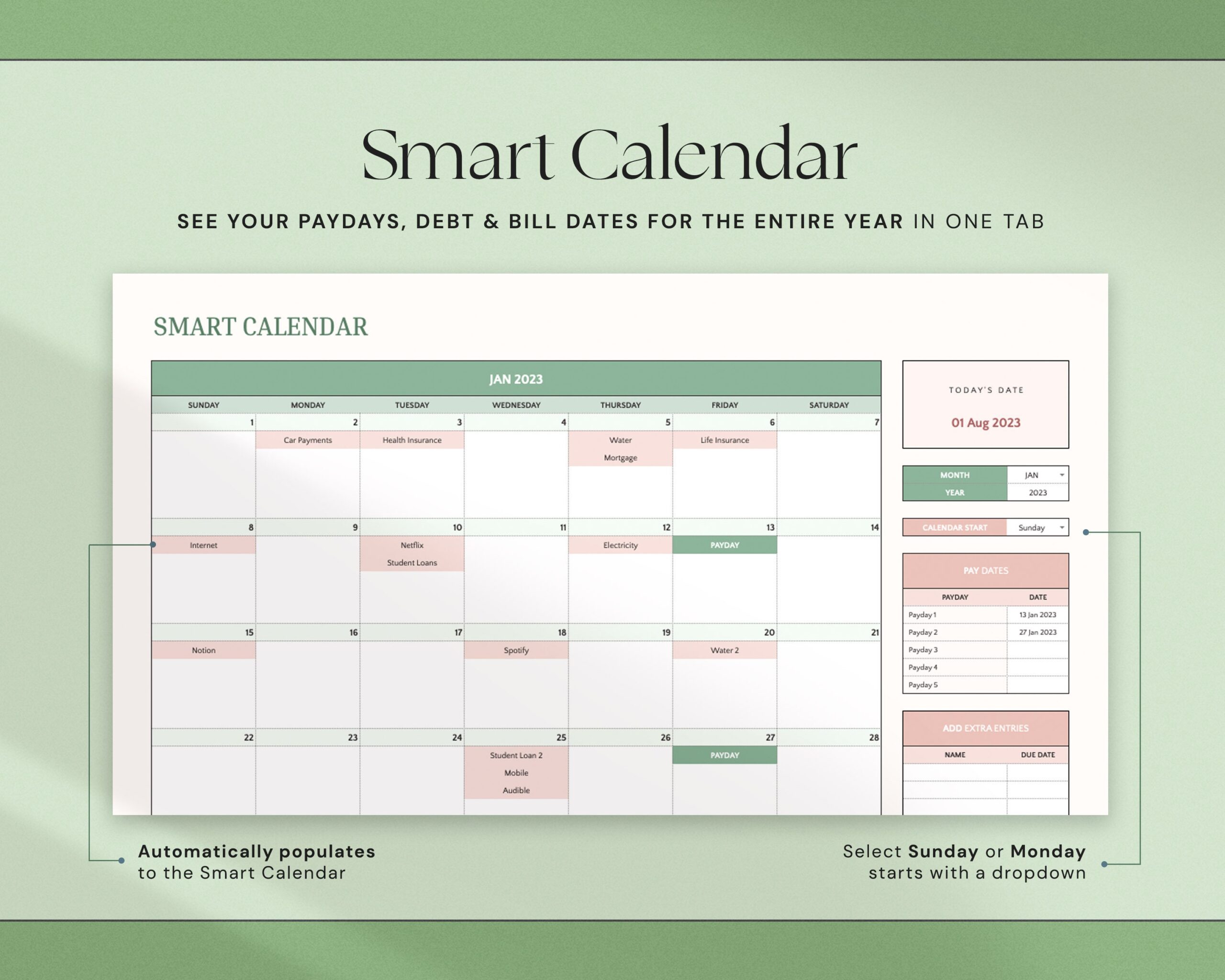 Annual Budget Spreadsheet with Monthly Budget Template, Yearly Budget Planner and Personal Finance Tracker