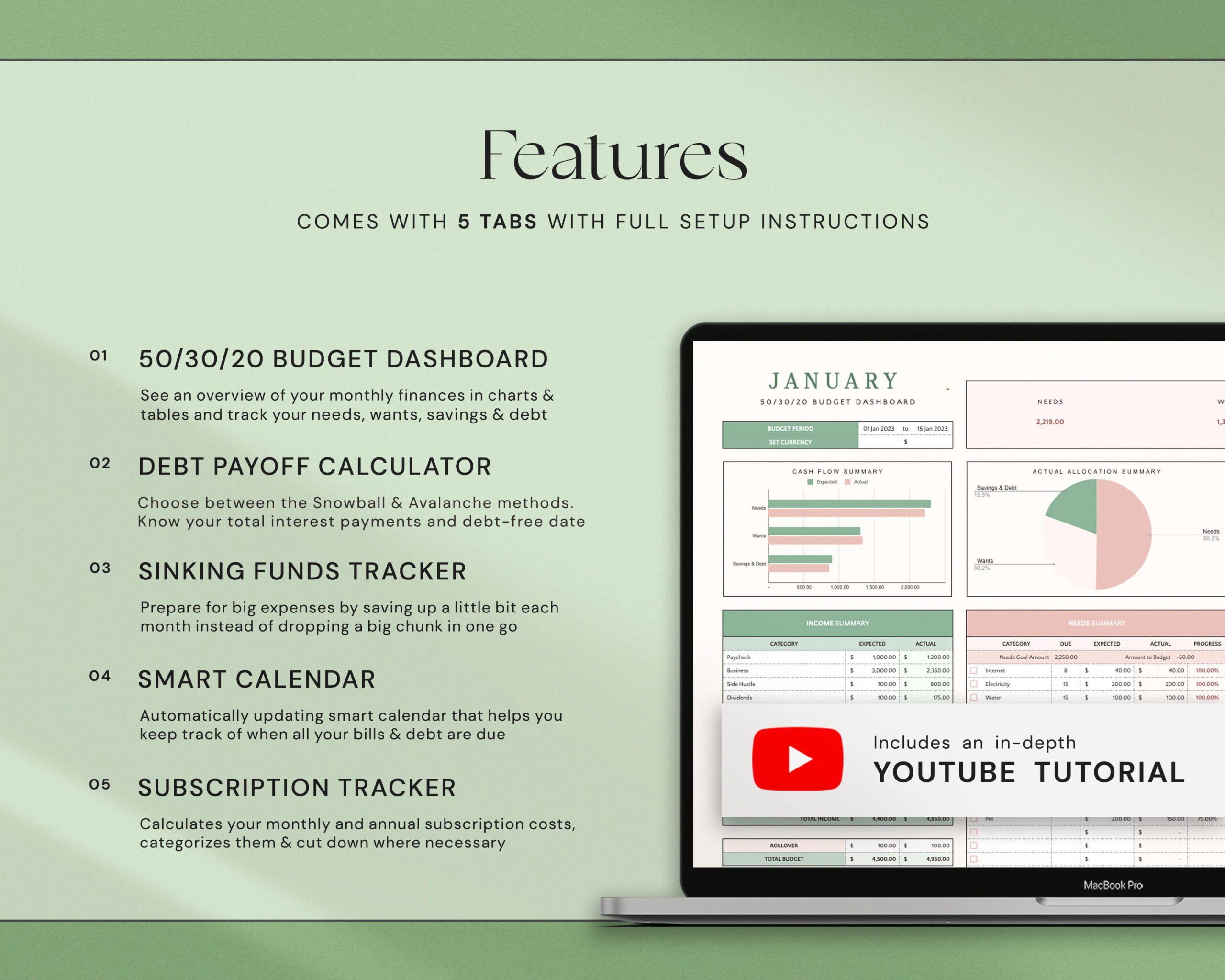 Budget Spreadsheet with Monthly Budget Planner, Weekly Budget Template and Savings Tracker