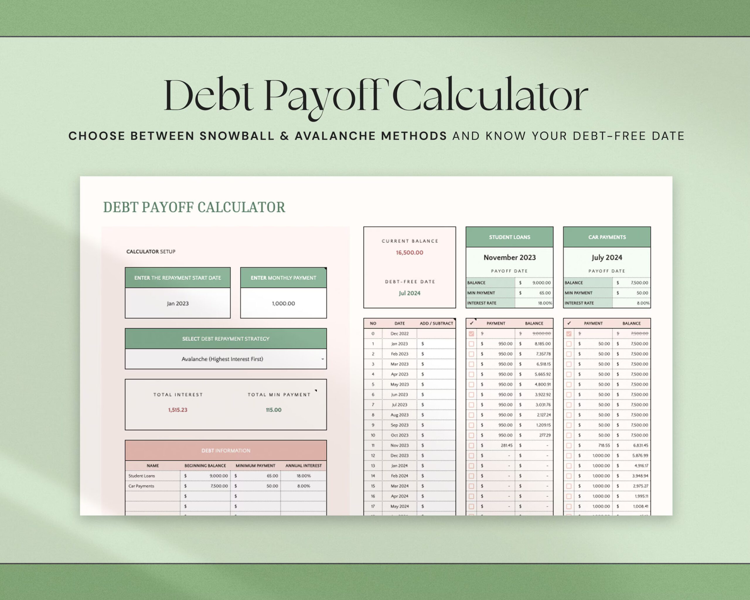Budget Spreadsheet with Monthly Budget Planner, Weekly Budget Template and Savings Tracker