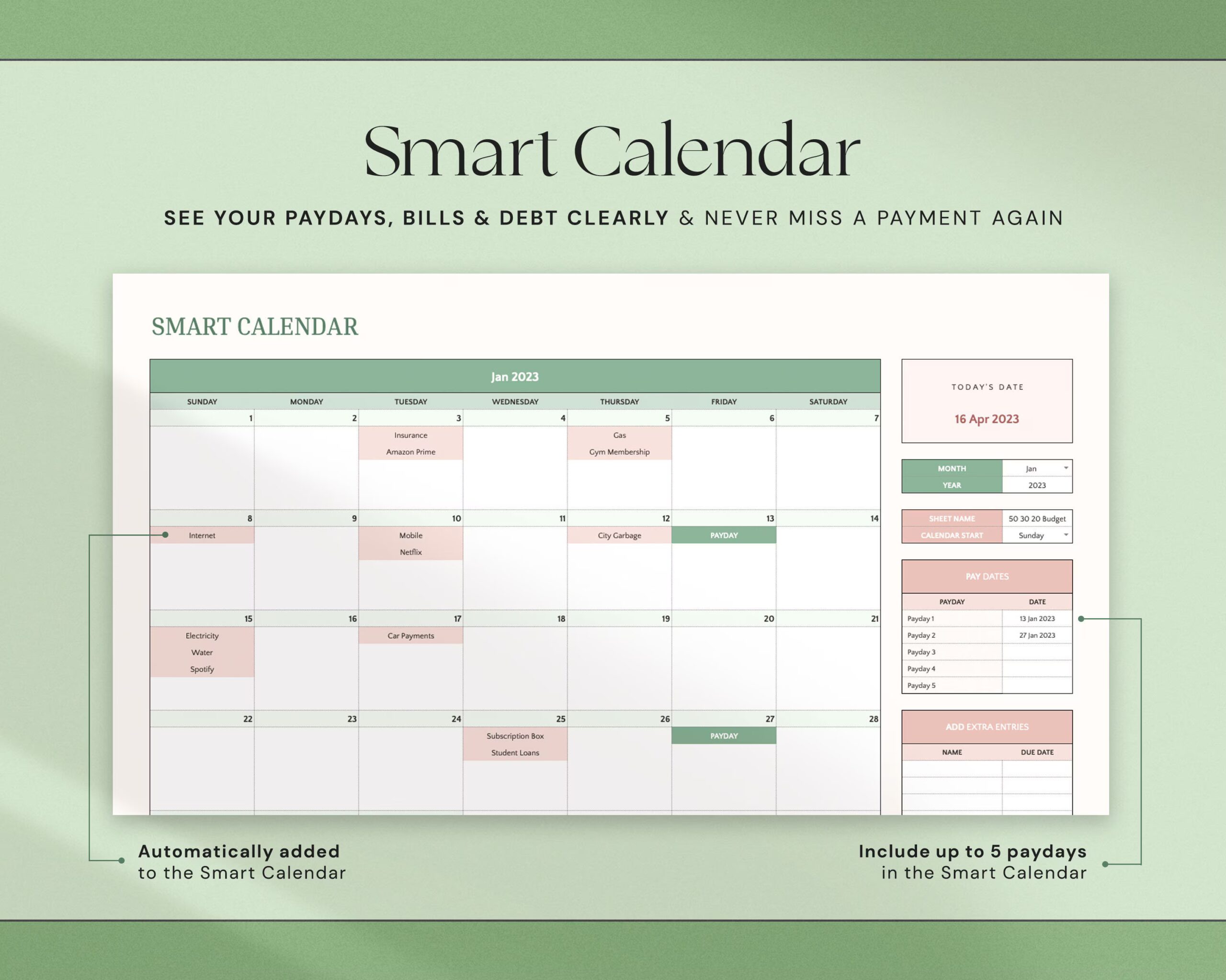 Budget Spreadsheet with Monthly Budget Planner, Weekly Budget Template and Savings Tracker