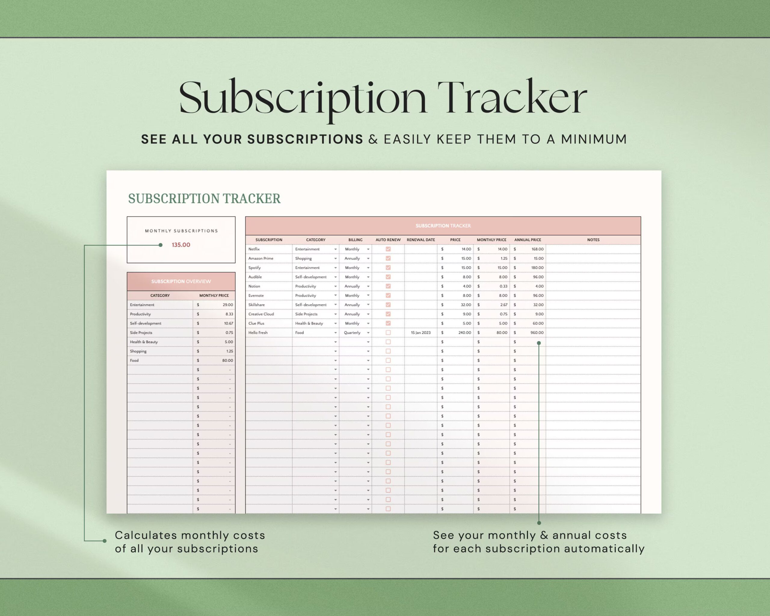 Budget Spreadsheet with Monthly Budget Planner, Weekly Budget Template and Savings Tracker
