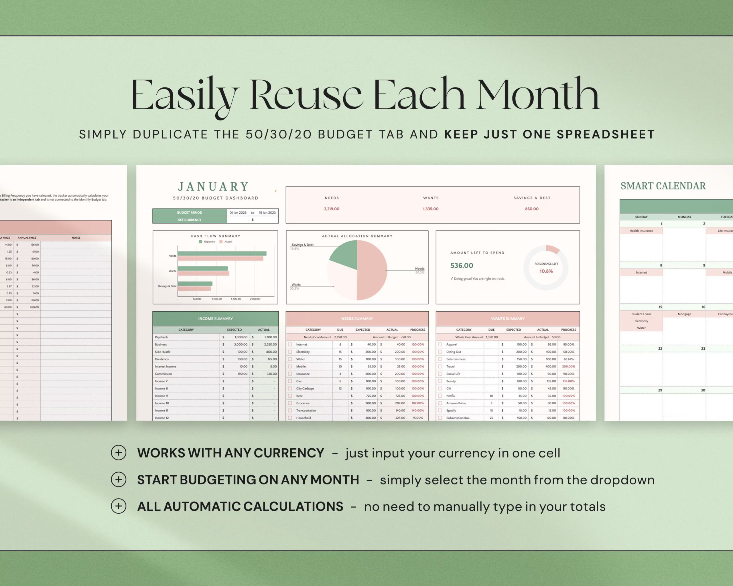 Budget Spreadsheet with Monthly Budget Planner, Weekly Budget Template and Savings Tracker