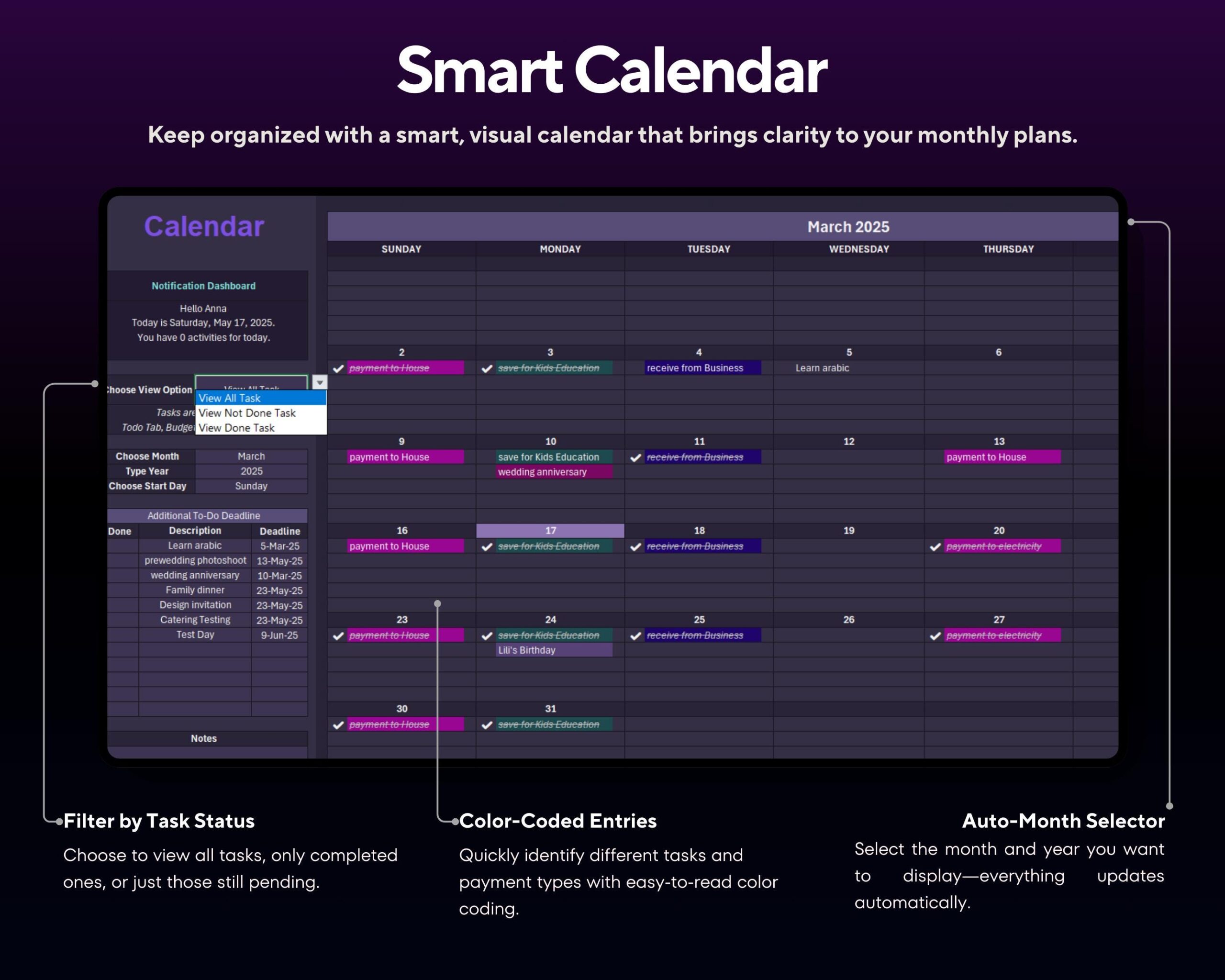 Annual Budget Spreadsheet with Income, Expense and Debt Tracker, Bills, Savings and Family or Couple Budget Planner