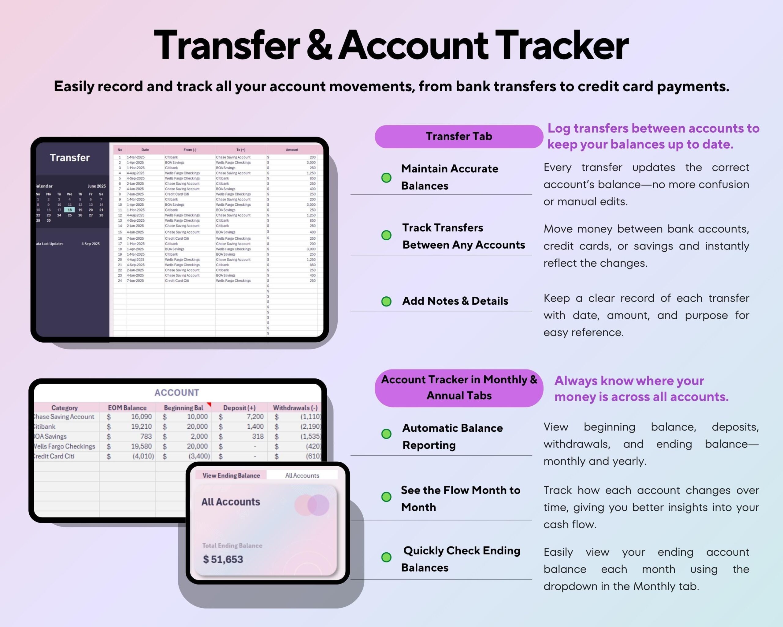 Yearly Budget Spreadsheet with Income and Expense Tracker, Debt, Bills and Savings Planner
