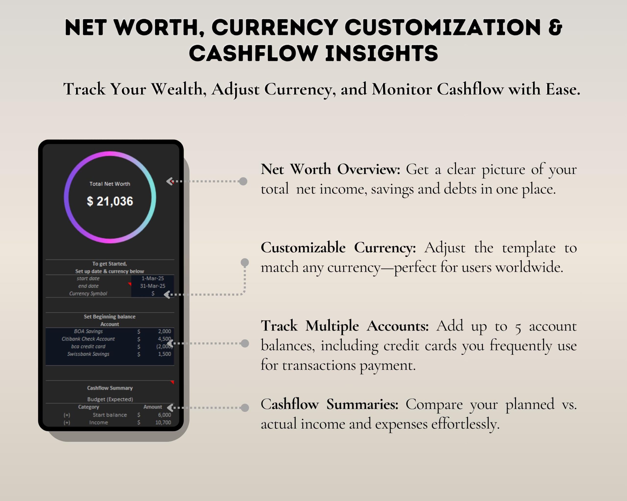 Simple Budget Spreadsheet PLR Template with Income, Expense and Bill Tracker