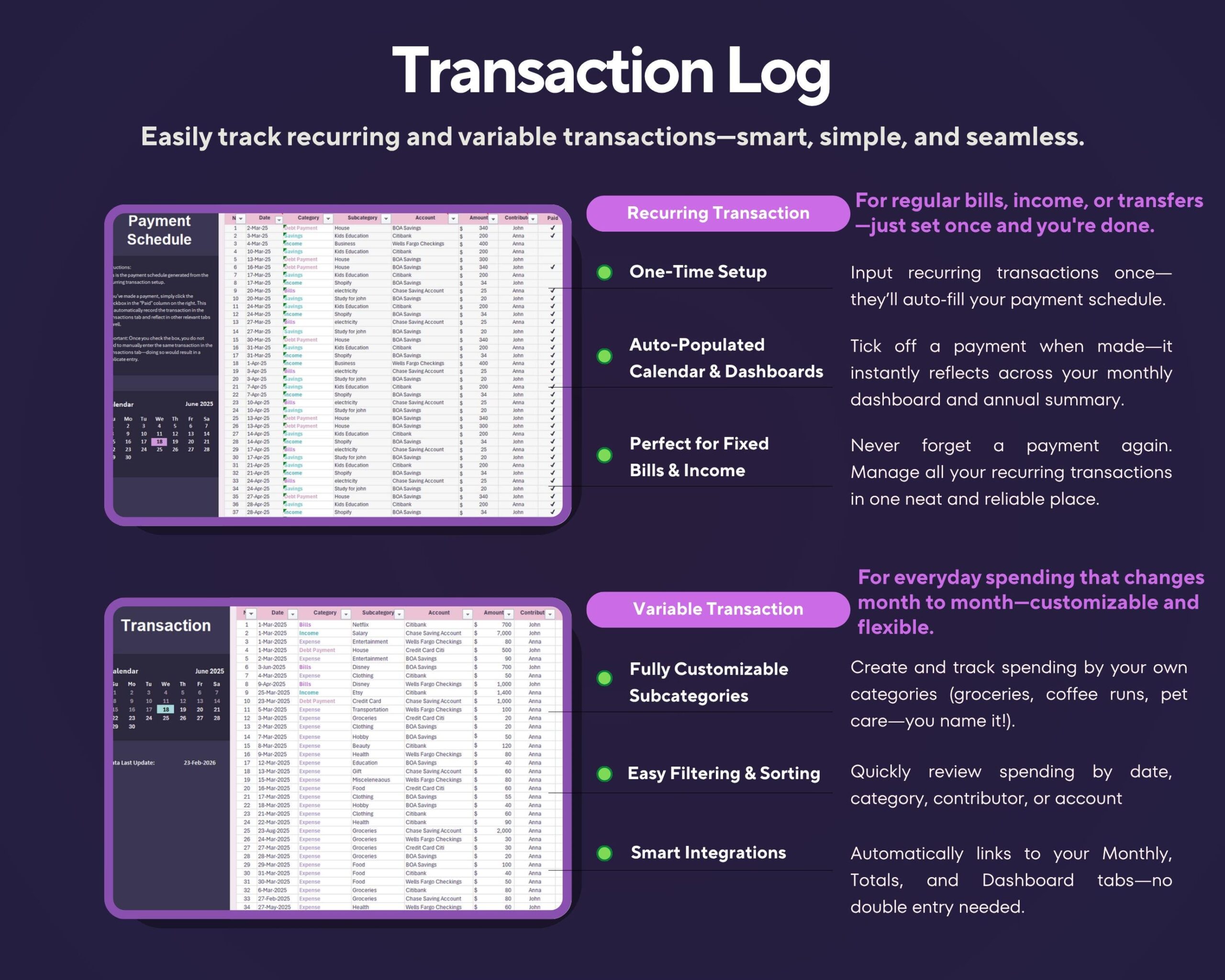 All-in-One Annual Budget Spreadsheet 2026 with Income and Expense Tracker