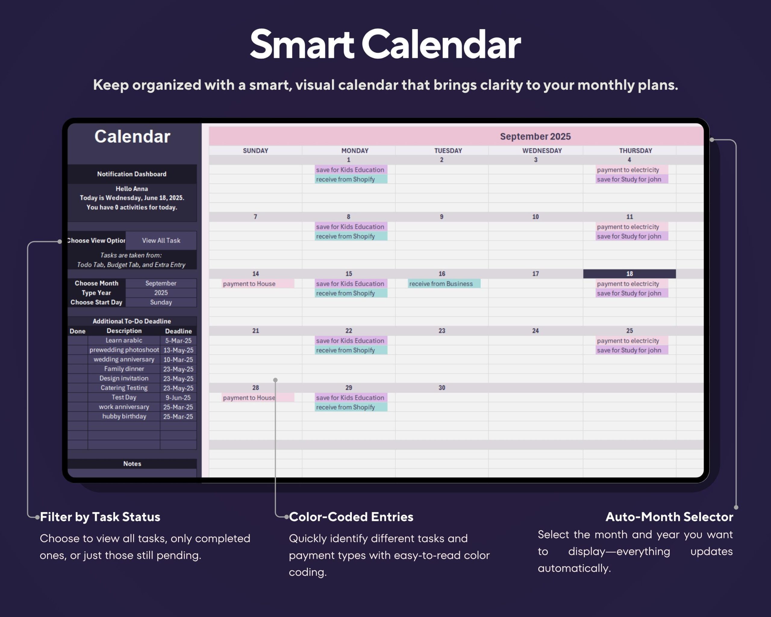 All-in-One Annual Budget Spreadsheet 2026 with Income and Expense Tracker