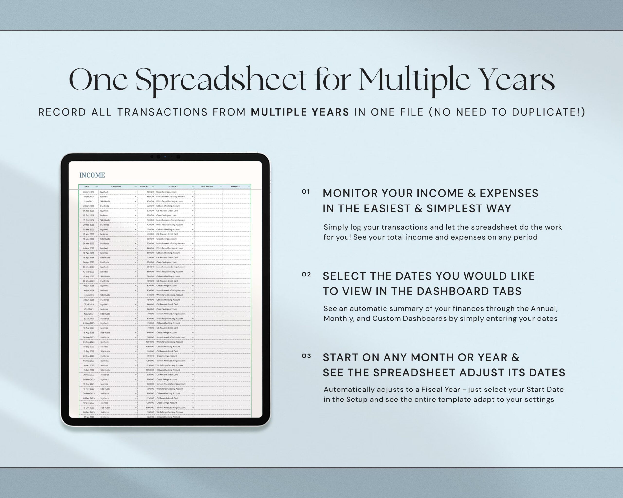 Income and Expense Tracker Spreadsheet with Personal Financial Planner and Monthly Expense Tracker