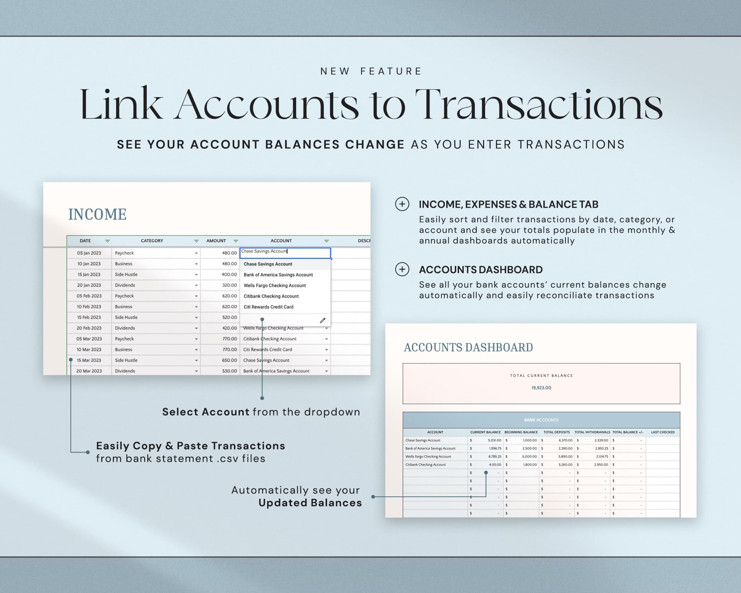 Income and Expense Tracker Spreadsheet with Personal Financial Planner and Monthly Expense Tracker