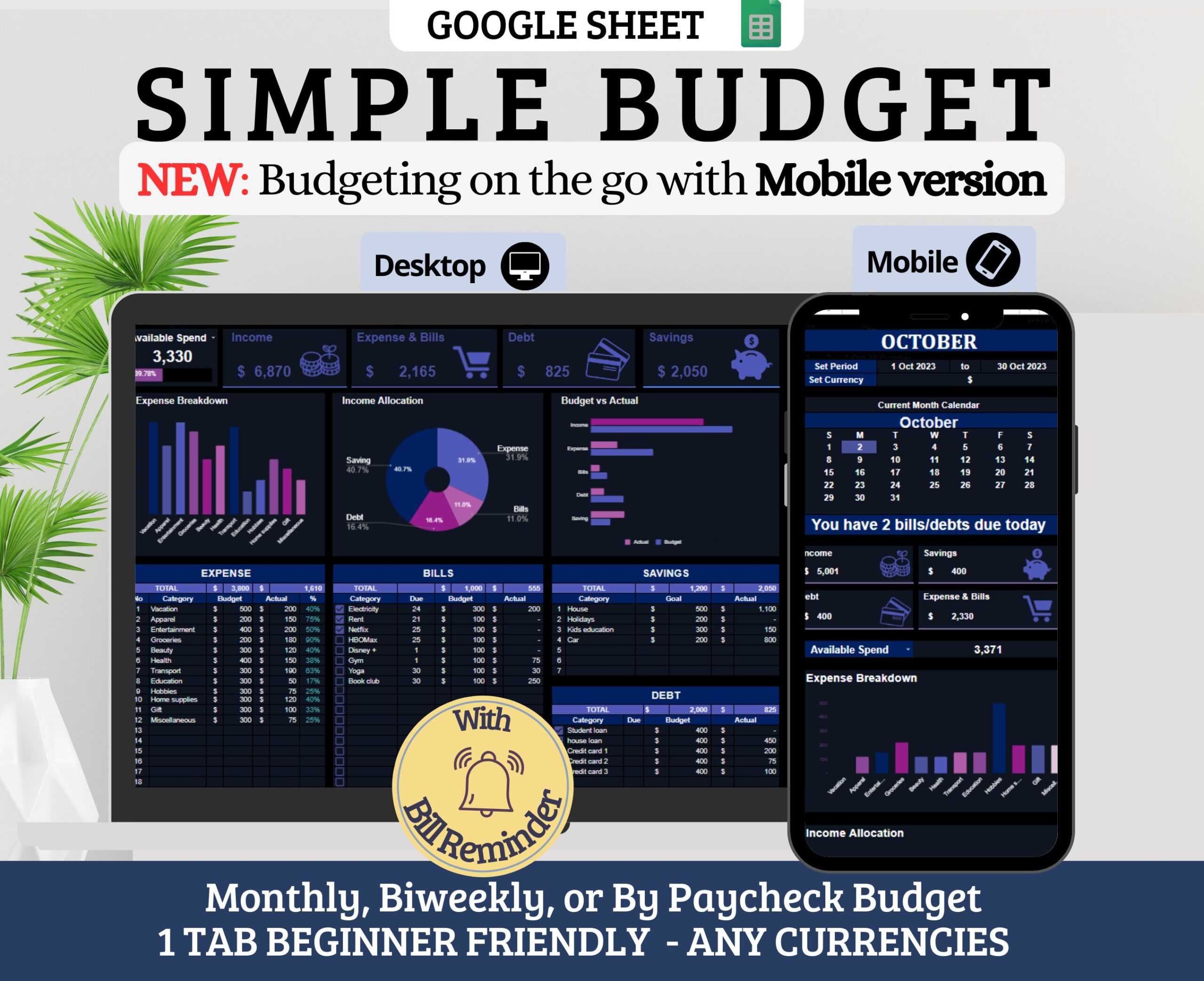 All-in-One Budget Spreadsheet with Finance Tracker