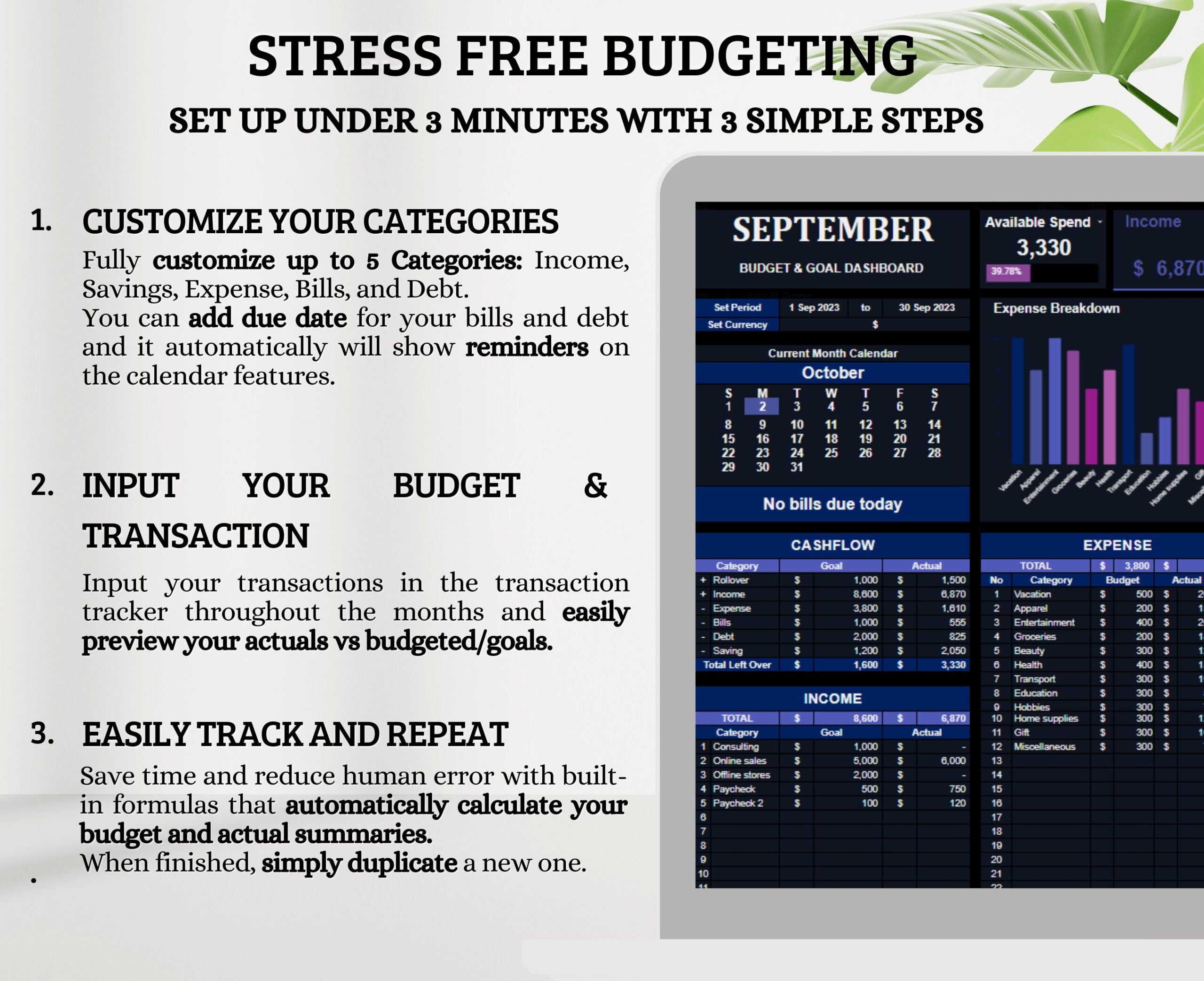All-in-One Budget Spreadsheet with Finance Tracker