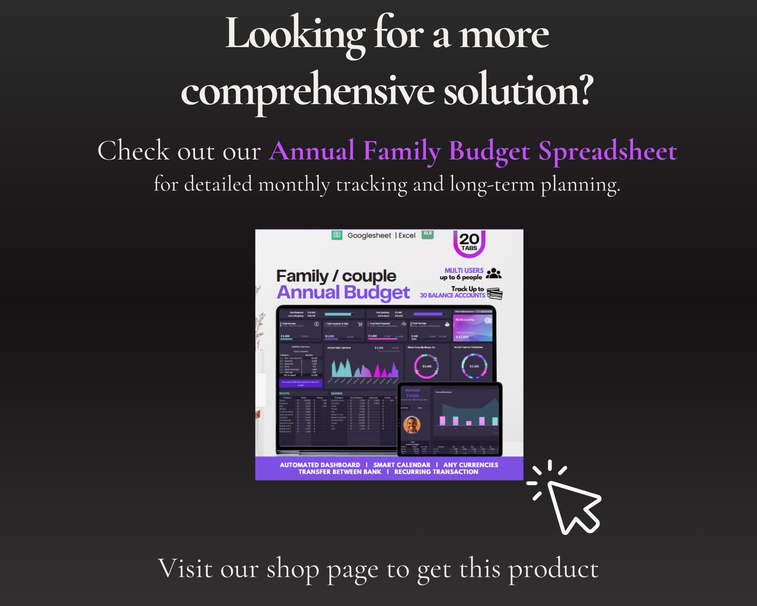 Simple Monthly Budget Spreadsheet with Income and Expense Tracker, Bills and Savings Budget Planner