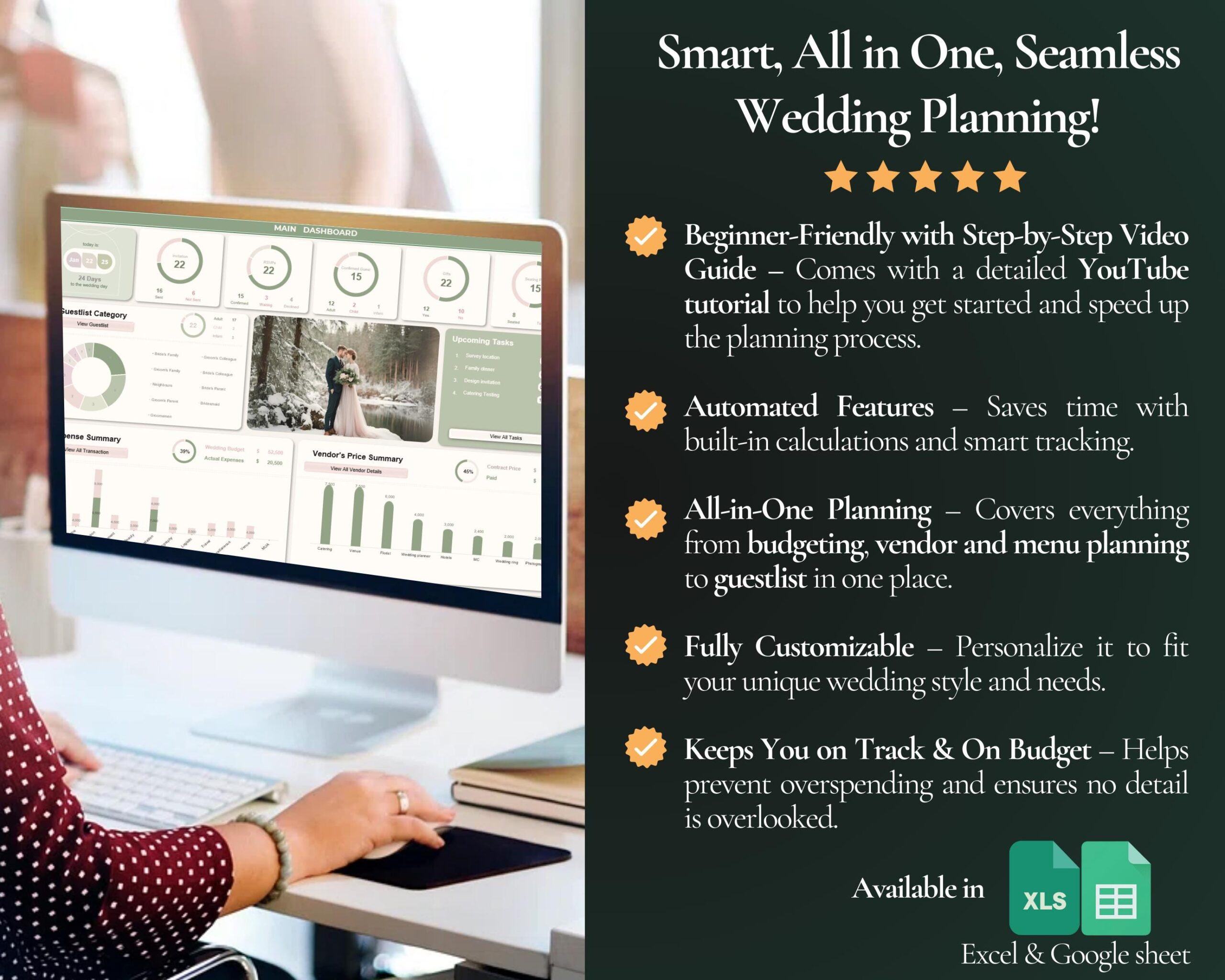 Ultimate Wedding Planner Spreadsheet with Budget, Guest List and Seating Plan