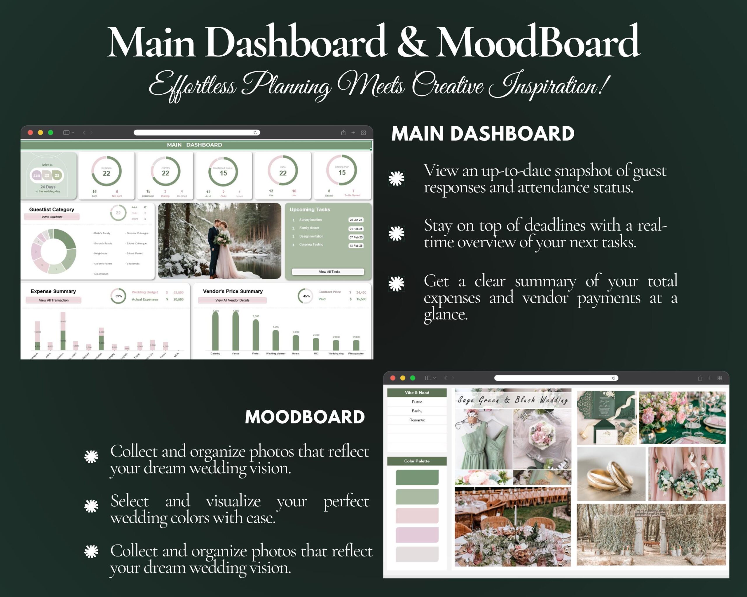 Ultimate Wedding Planner Spreadsheet with Budget, Guest List and Seating Plan