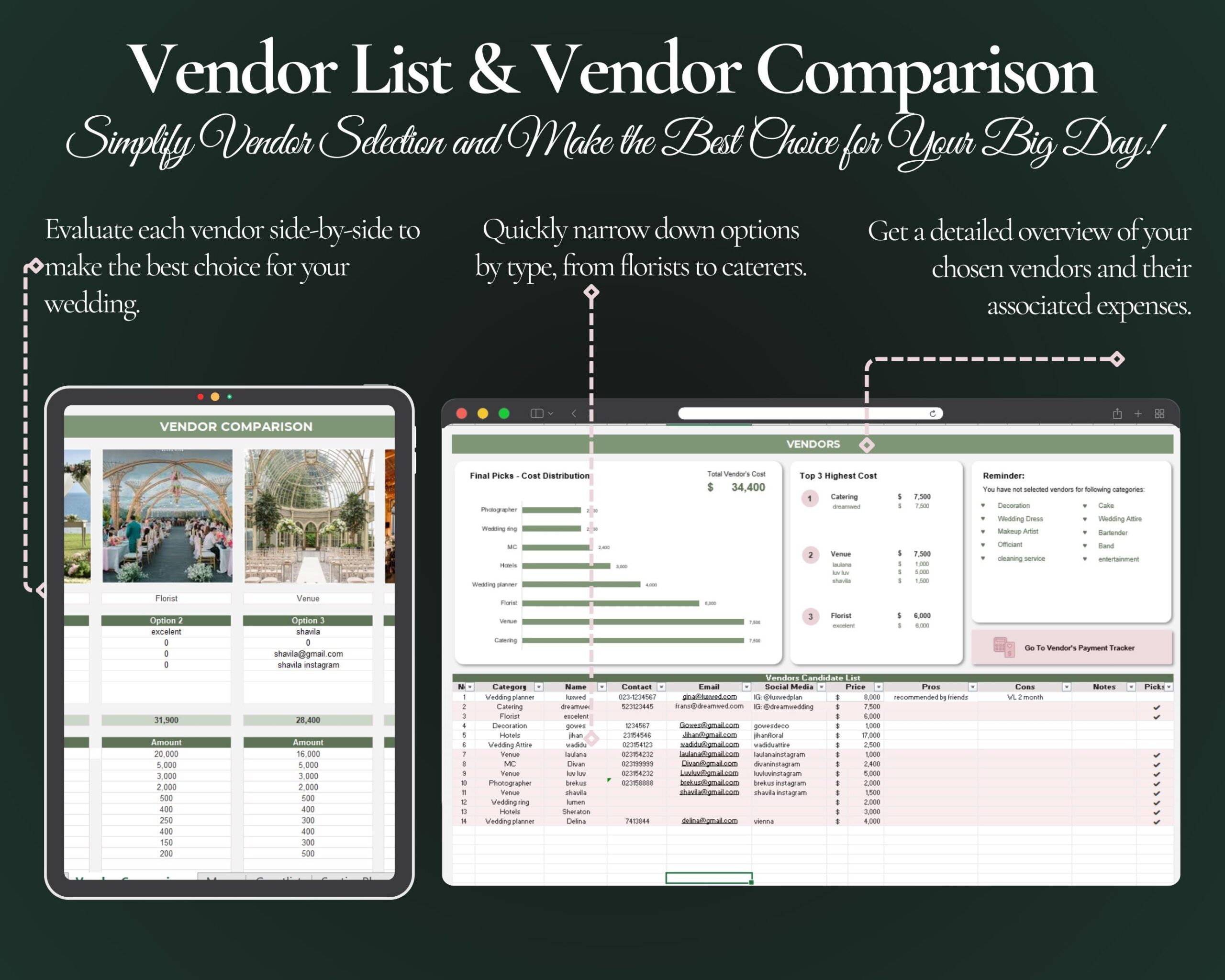 Ultimate Wedding Planner Spreadsheet with Budget, Guest List and Seating Plan