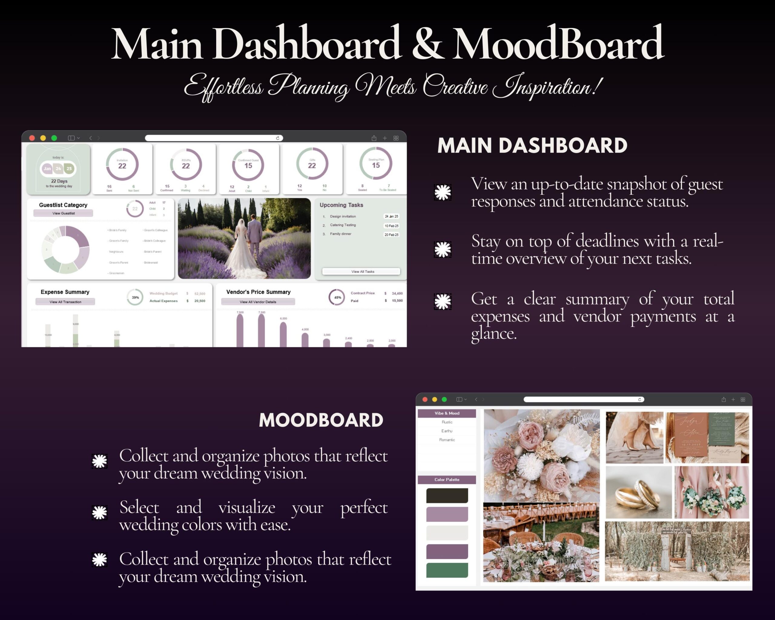 Ultimate Wedding Planner Spreadsheet with Budget, Guest List and Timeline