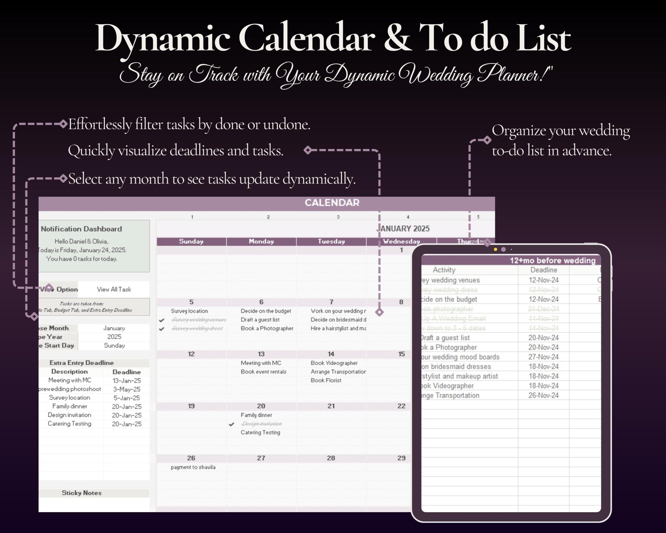 Ultimate Wedding Planner Spreadsheet with Budget, Guest List and Timeline