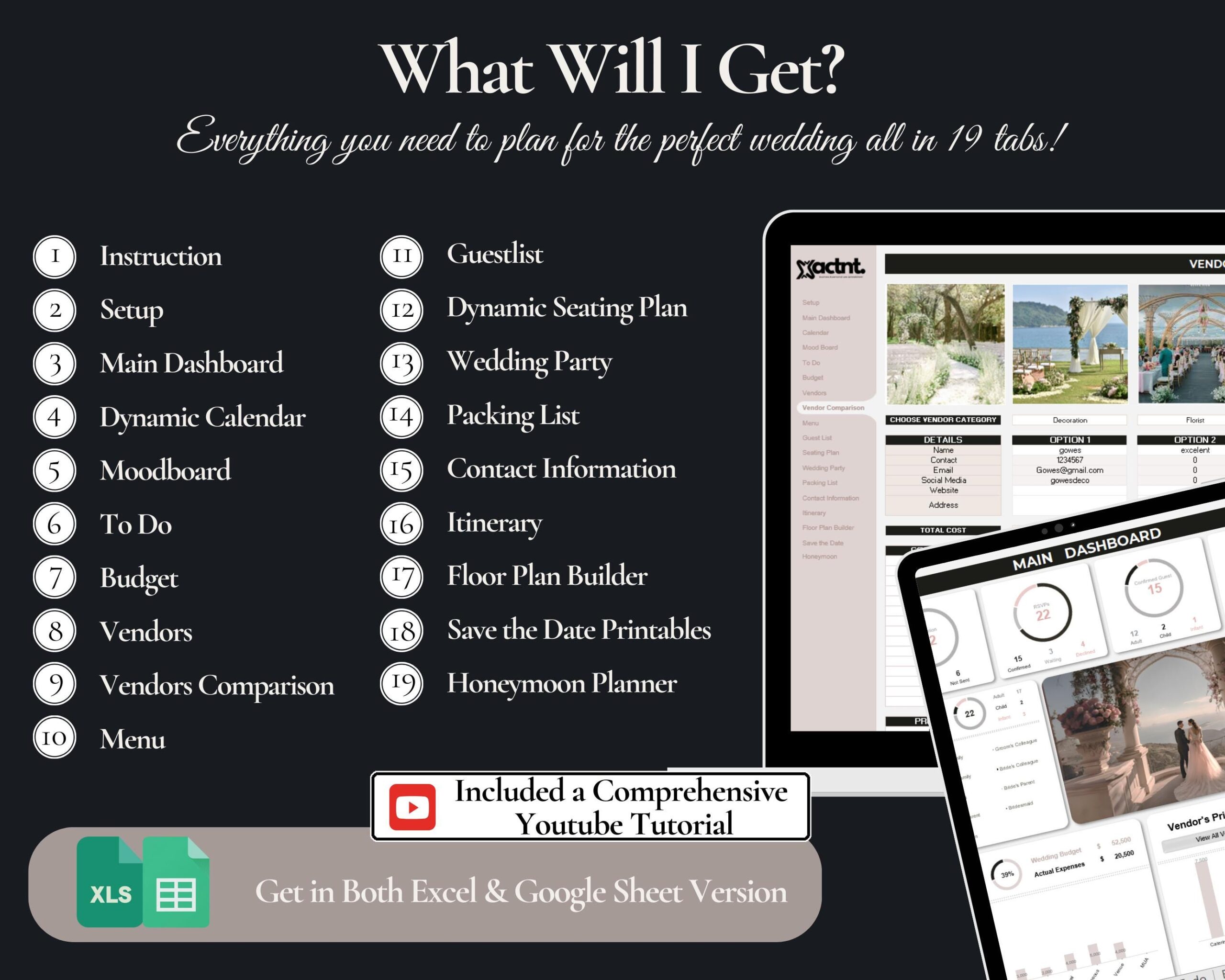 Ultimate Wedding Planner Spreadsheet with Budget, Timeline and Guest List