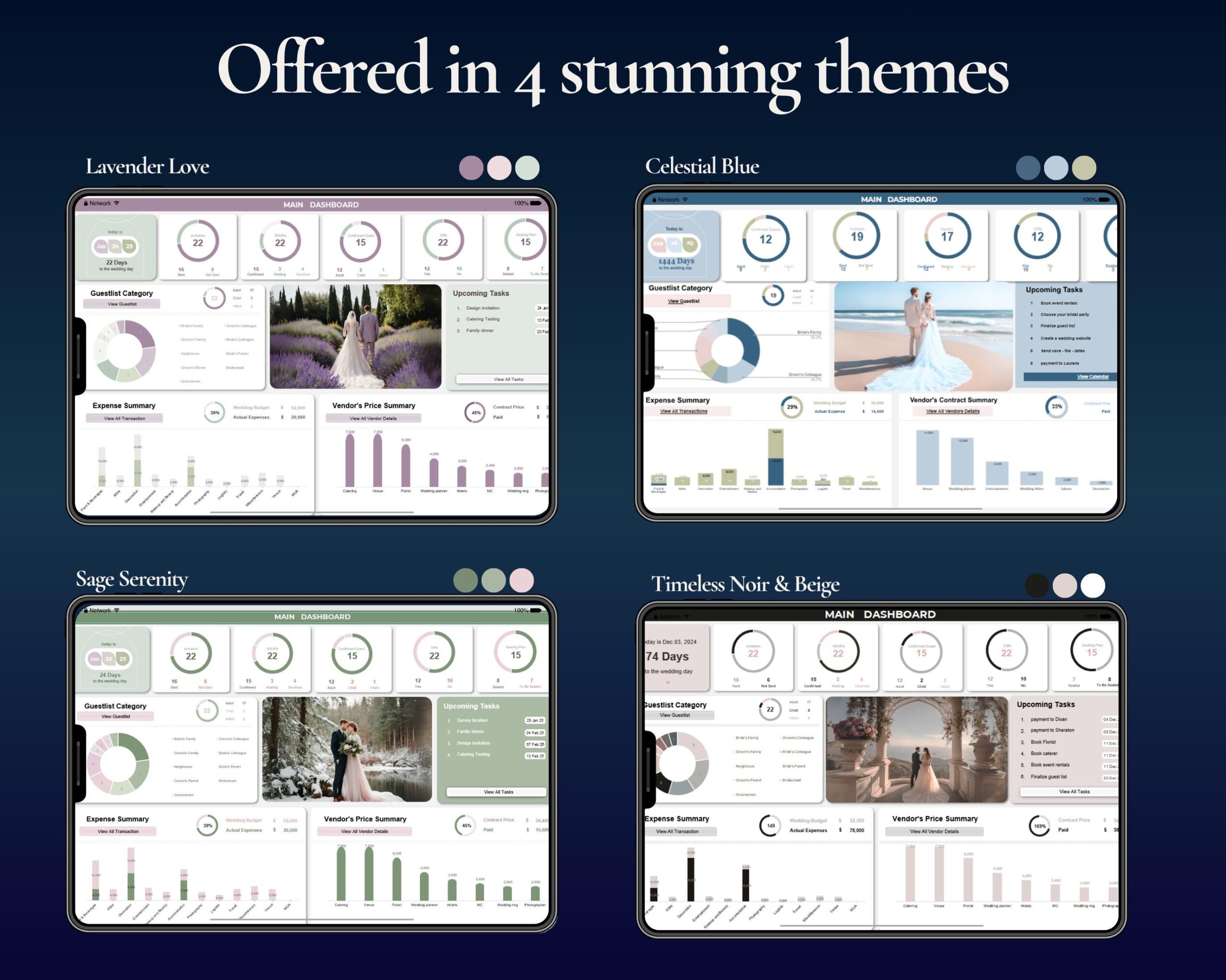 Ultimate Wedding Planner Spreadsheet with Budget, Guest List and Seating Plan